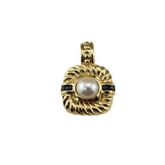 David Yurman 18K Yellow Gold Pearl and Sapphire Enhancer/Pendant #21772