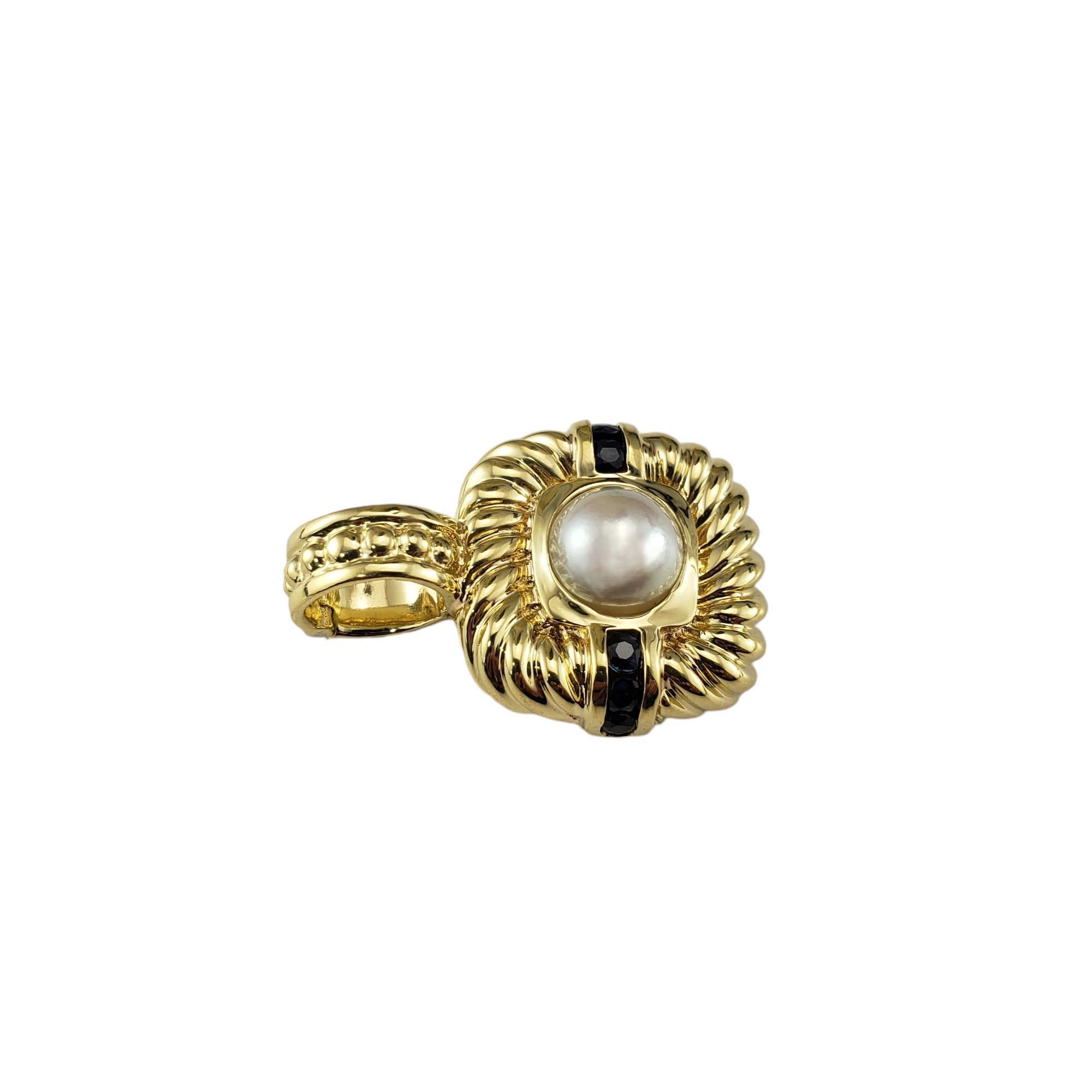 Contemporary David Yurman 18K Yellow Gold Pearl and Sapphire Enhancer/Pendant #22317 For Sale