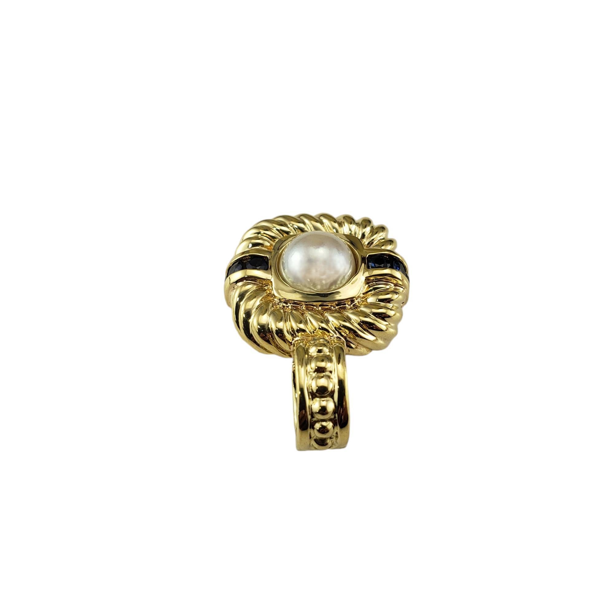 Round Cut David Yurman 18K Yellow Gold Pearl and Sapphire Enhancer/Pendant #22317 For Sale