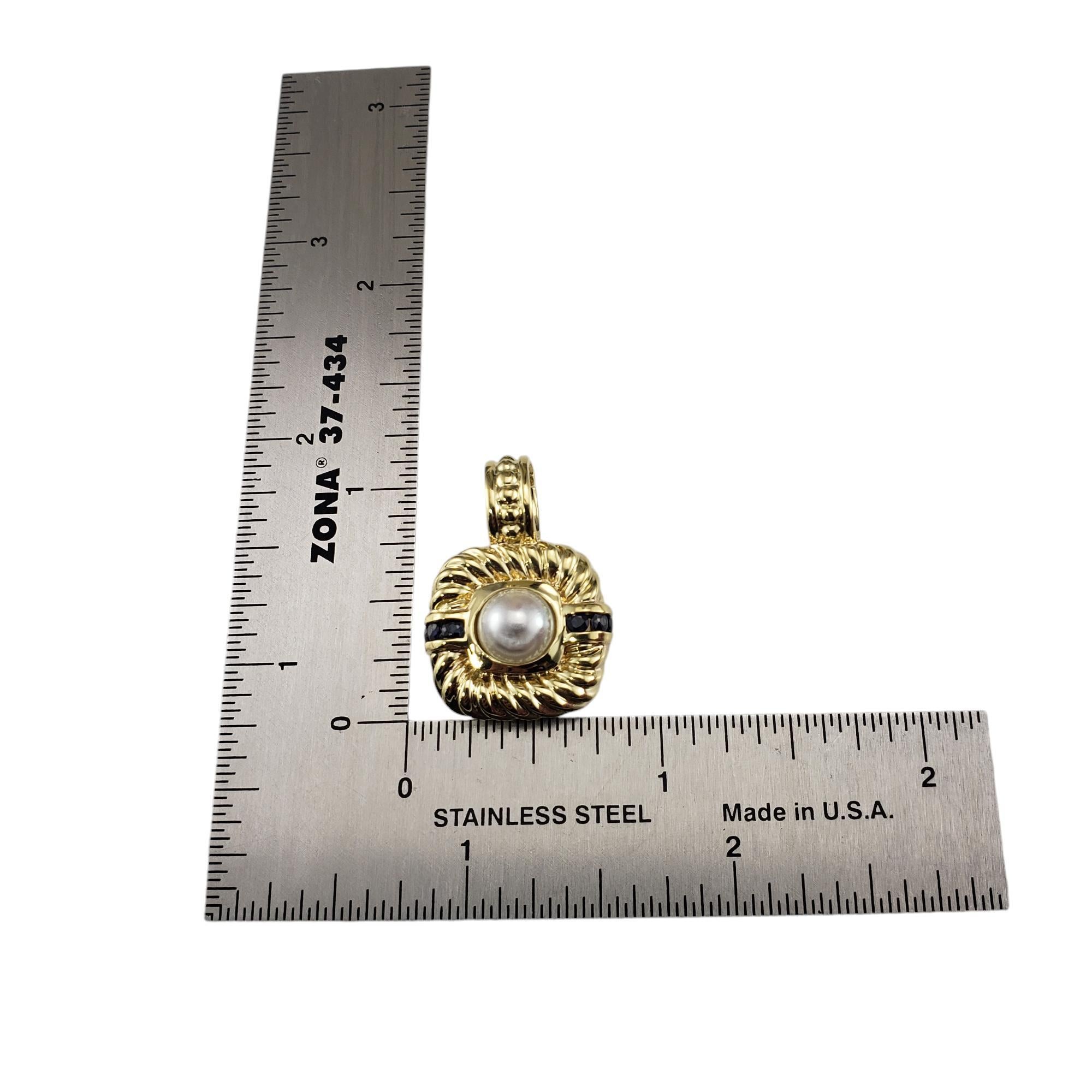 David Yurman 18K Yellow Gold Pearl and Sapphire Enhancer/Pendant #22317 For Sale 2