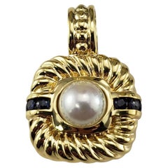 David Yurman 18K Yellow Gold Pearl and Sapphire Enhancer/Pendant #22317