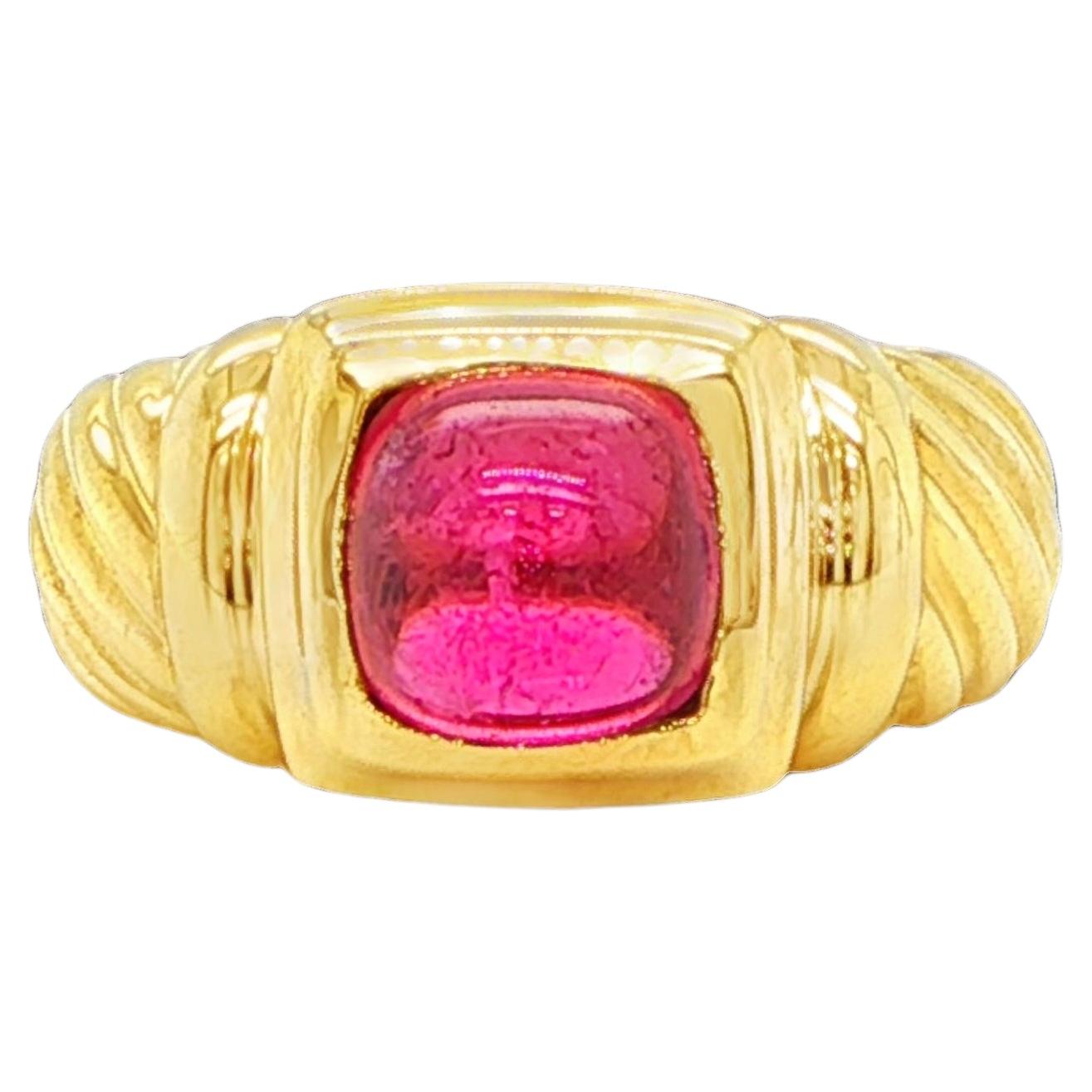 David Yurman 18K Gelbgold Rosa Turmalin Solitär Kabel Ring im Angebot
