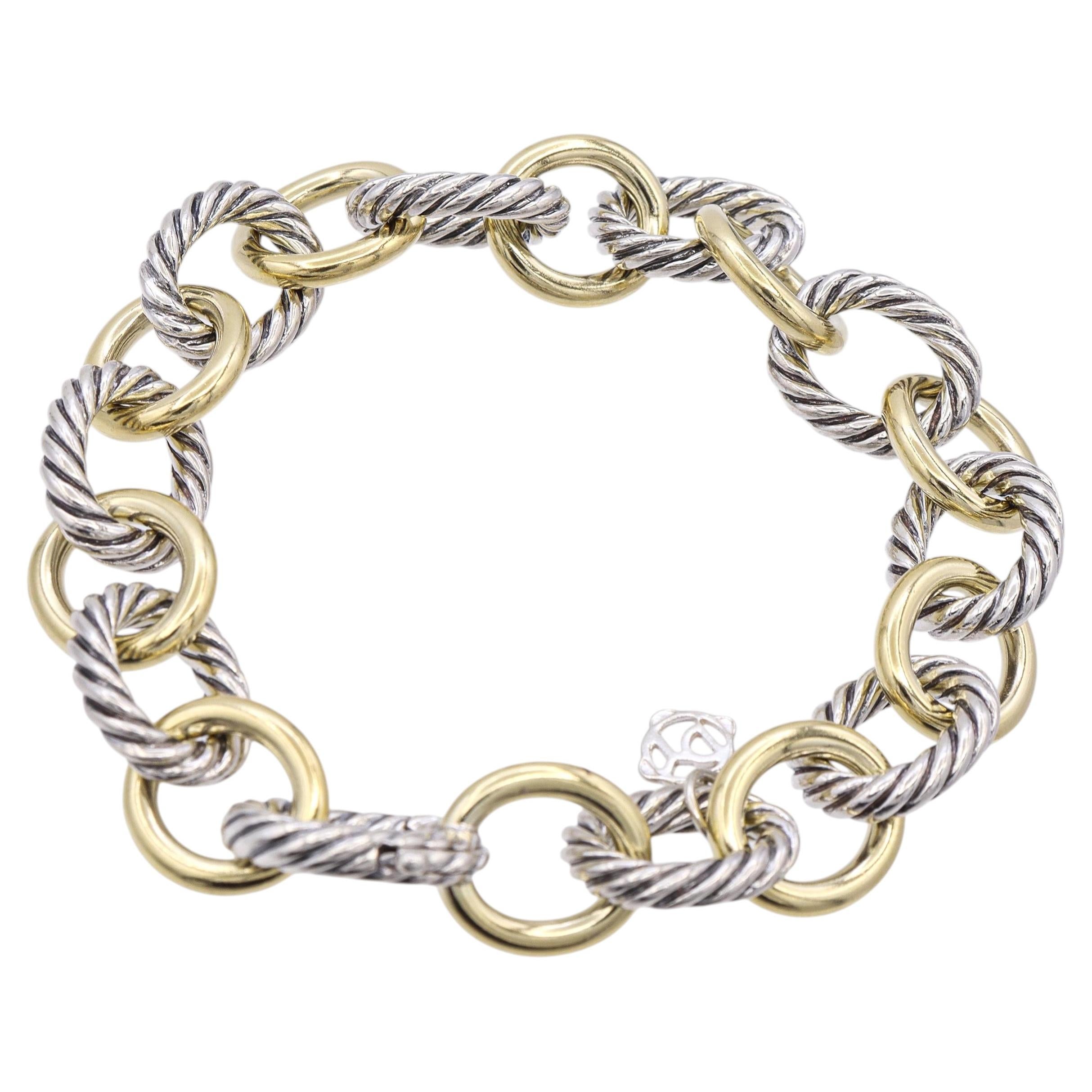 David Yurman 18K Yellow Gold Plated Sterling Silver Oval Link Bracelet