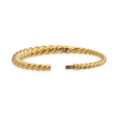 David Yurman 18K Yellow Gold Pure Form hinged Cable Bangle Bracelet 7mm