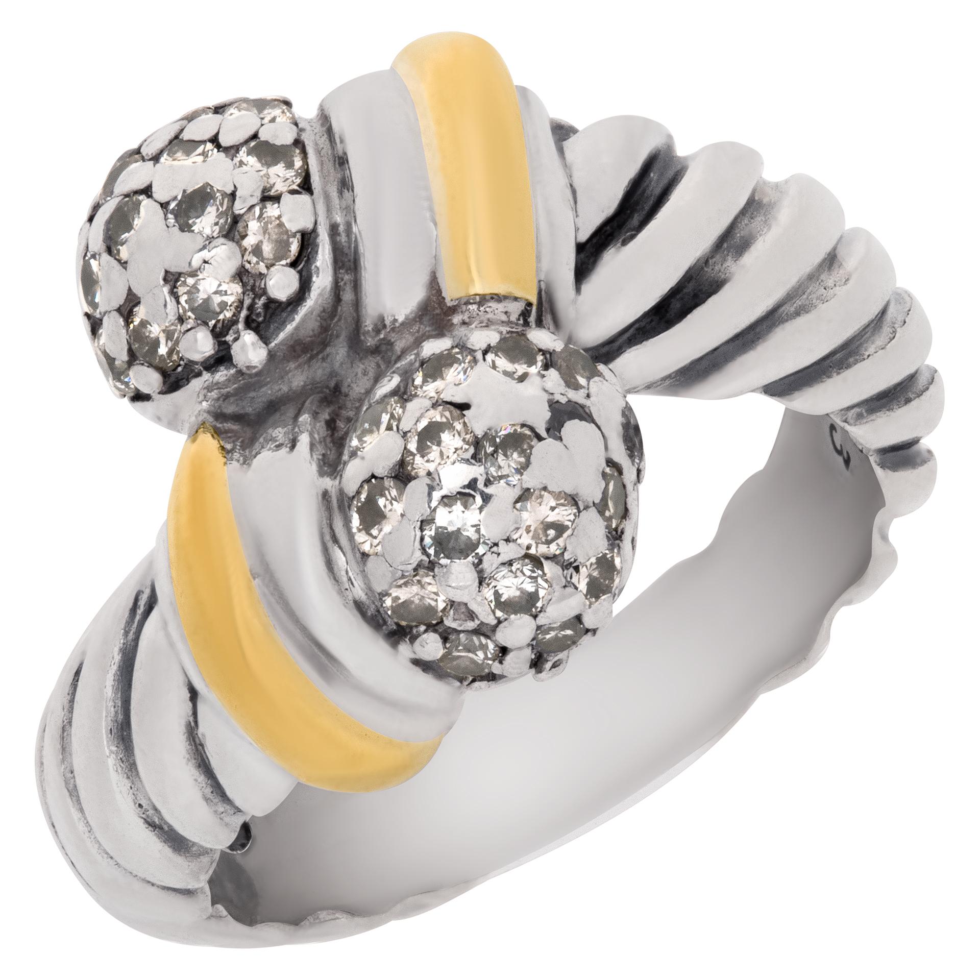 David Yurman, bague en or jaune 18 carats avec accents de diamants Excellent état - En vente à Surfside, FL
