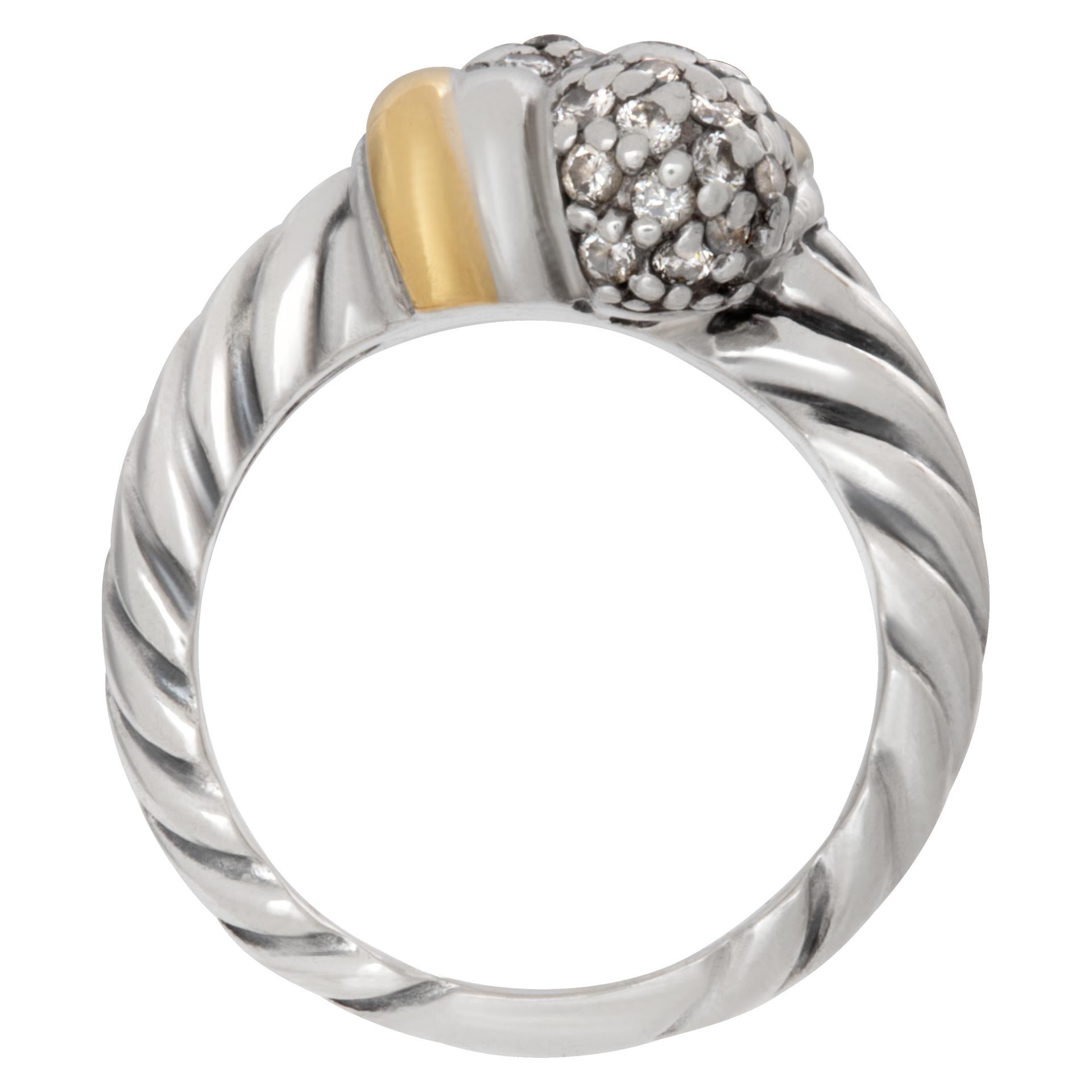 David Yurman 18k Yellow Gold Ring with Diamond Accents In Excellent Condition For Sale In Surfside, FL