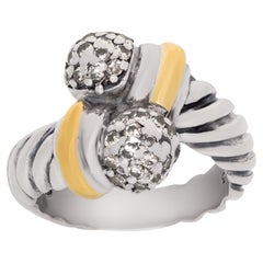 David Yurman 18k Yellow Gold Ring with Diamond Accents