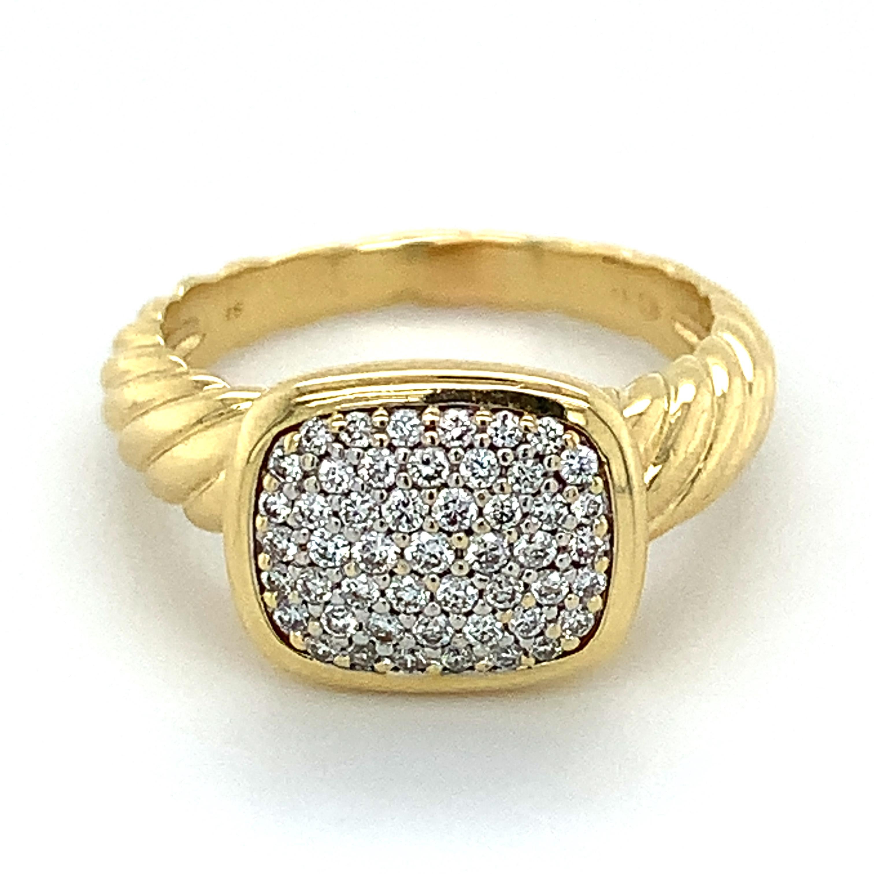 David Yurman 18k Yellow Gold Round Diamond Ring

Ring Size 6.75

7.2 Grams 

Approximately .25 Carat Of Round Brilliant Cut Diamonds 

Color: F-G Clarity: VS-Si

This is a beautiful diamond david yurman ring. There is no exact comparison to this