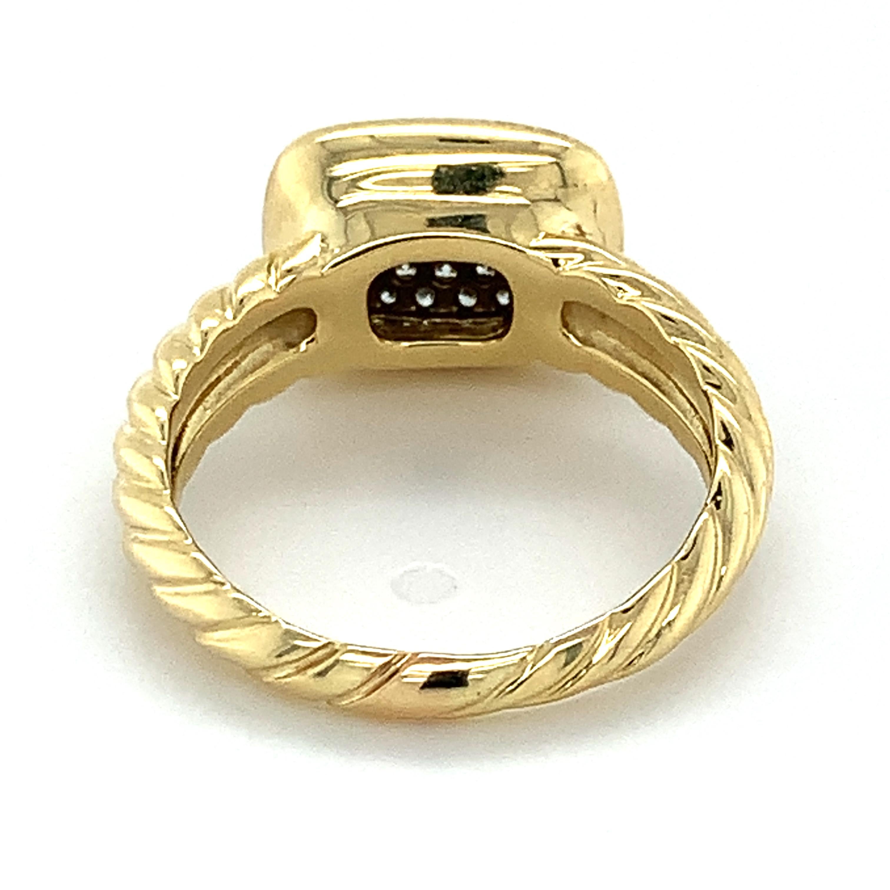 David Yurman 18k Yellow Gold Round Diamond Pave Noblesse Cable Ring 1