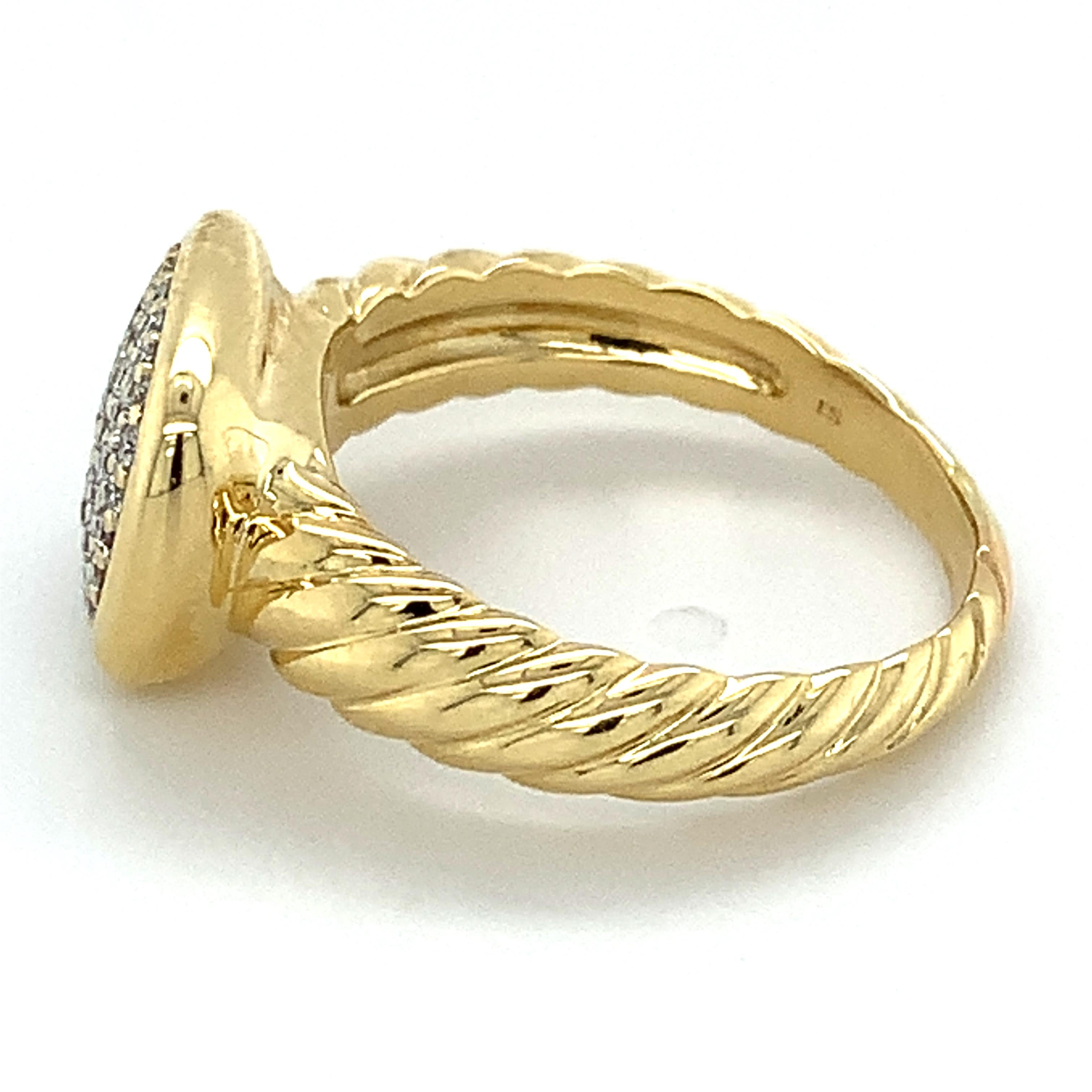 David Yurman 18k Yellow Gold Round Diamond Pave Noblesse Cable Ring 3