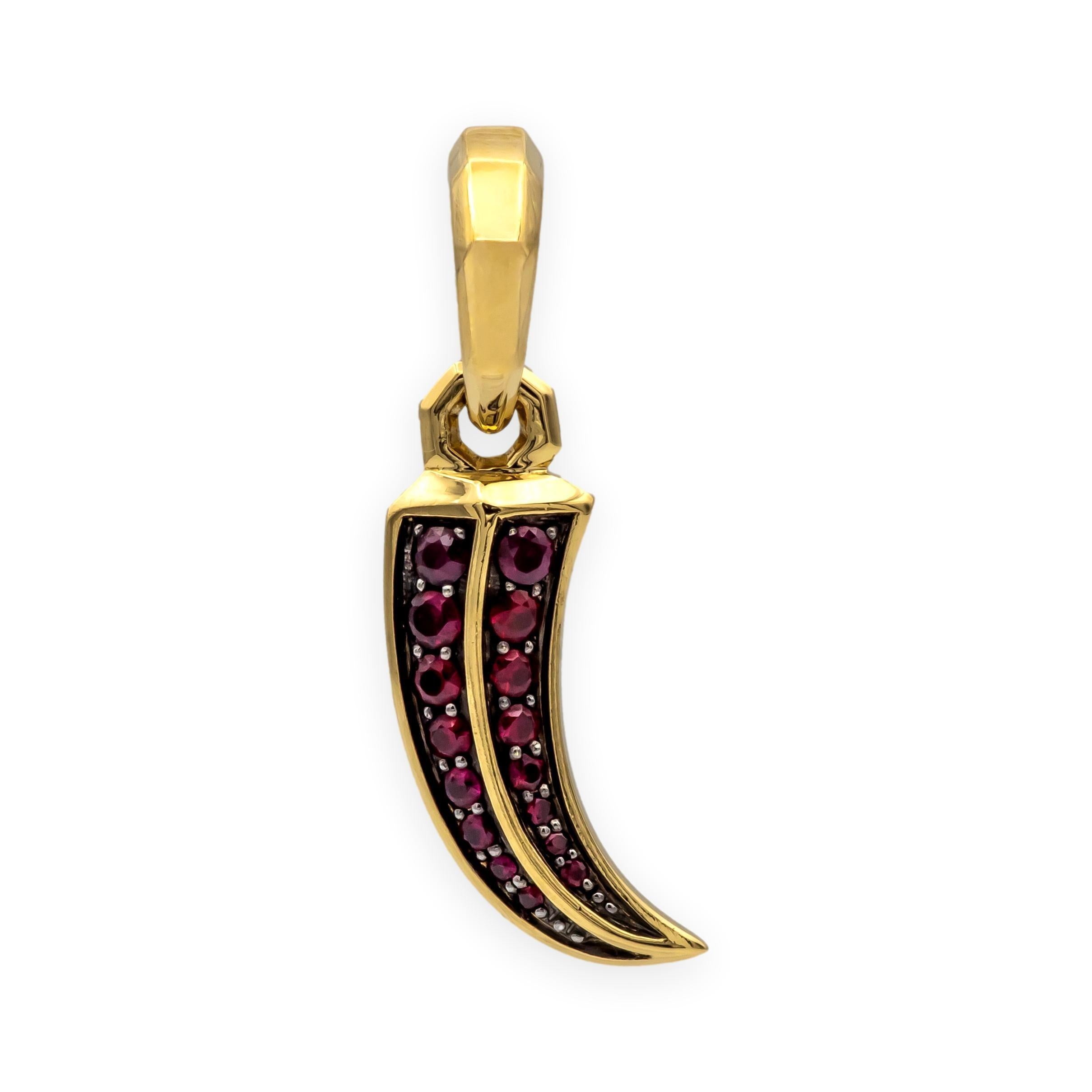 David Yurman 18K Yellow Gold & Ruby Claw Amulet Pendant For Sale 3