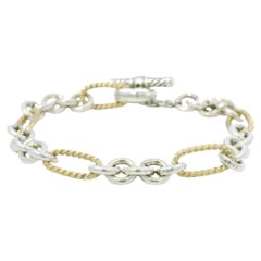 David Yurman 18k Yellow Gold & Silver Cable-Link Toggle Bracelet In Stock