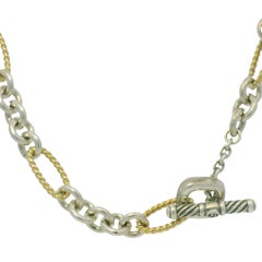 David Yurman 18k Yellow Gold & Silver Cable-Link Toggle Necklace In Stock