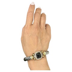 David Yurman 18k Yellow Gold & Silver Diamond Cuff Bracelet
