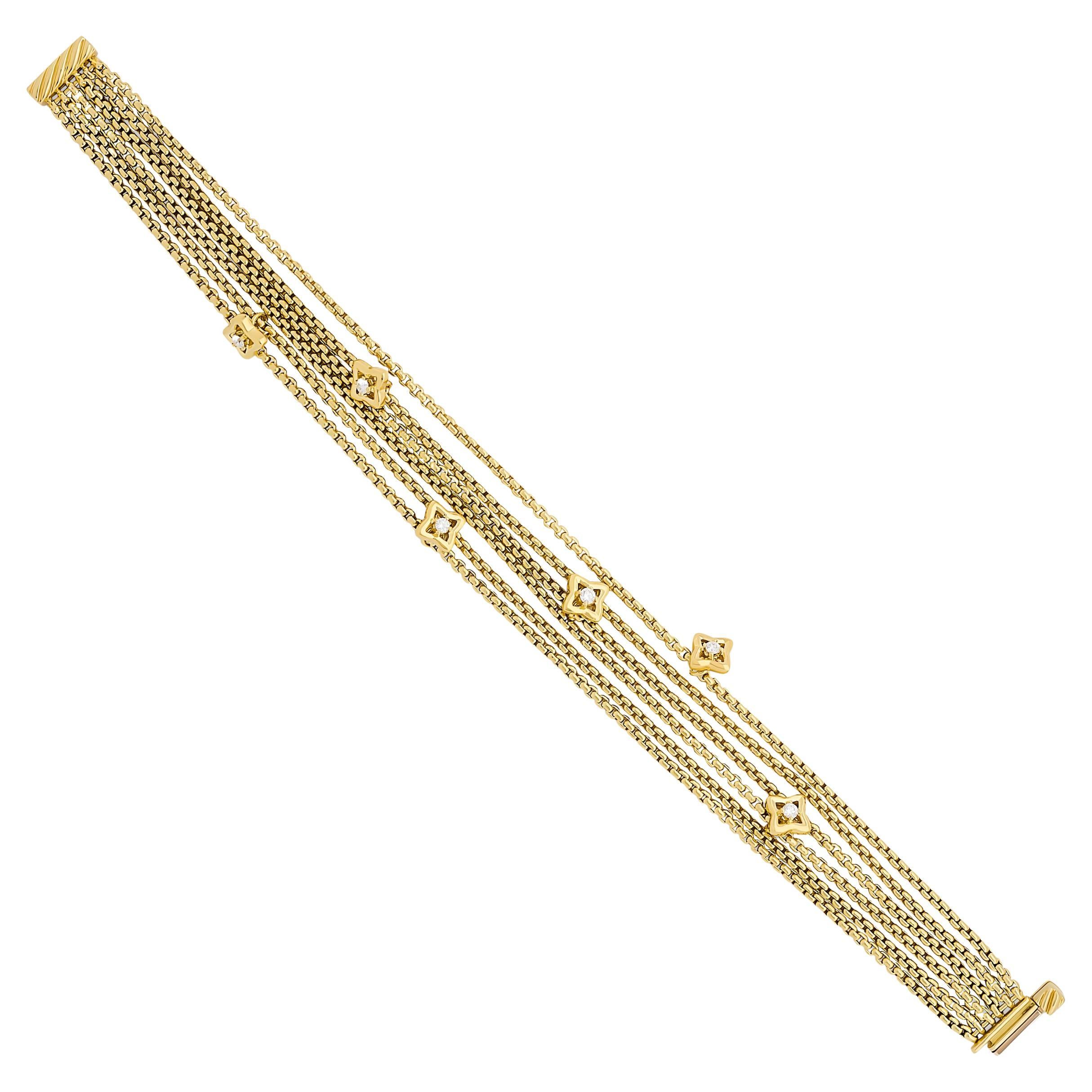 David Yurman - Bracciale con diamanti a sei fili in oro giallo 18K in vendita