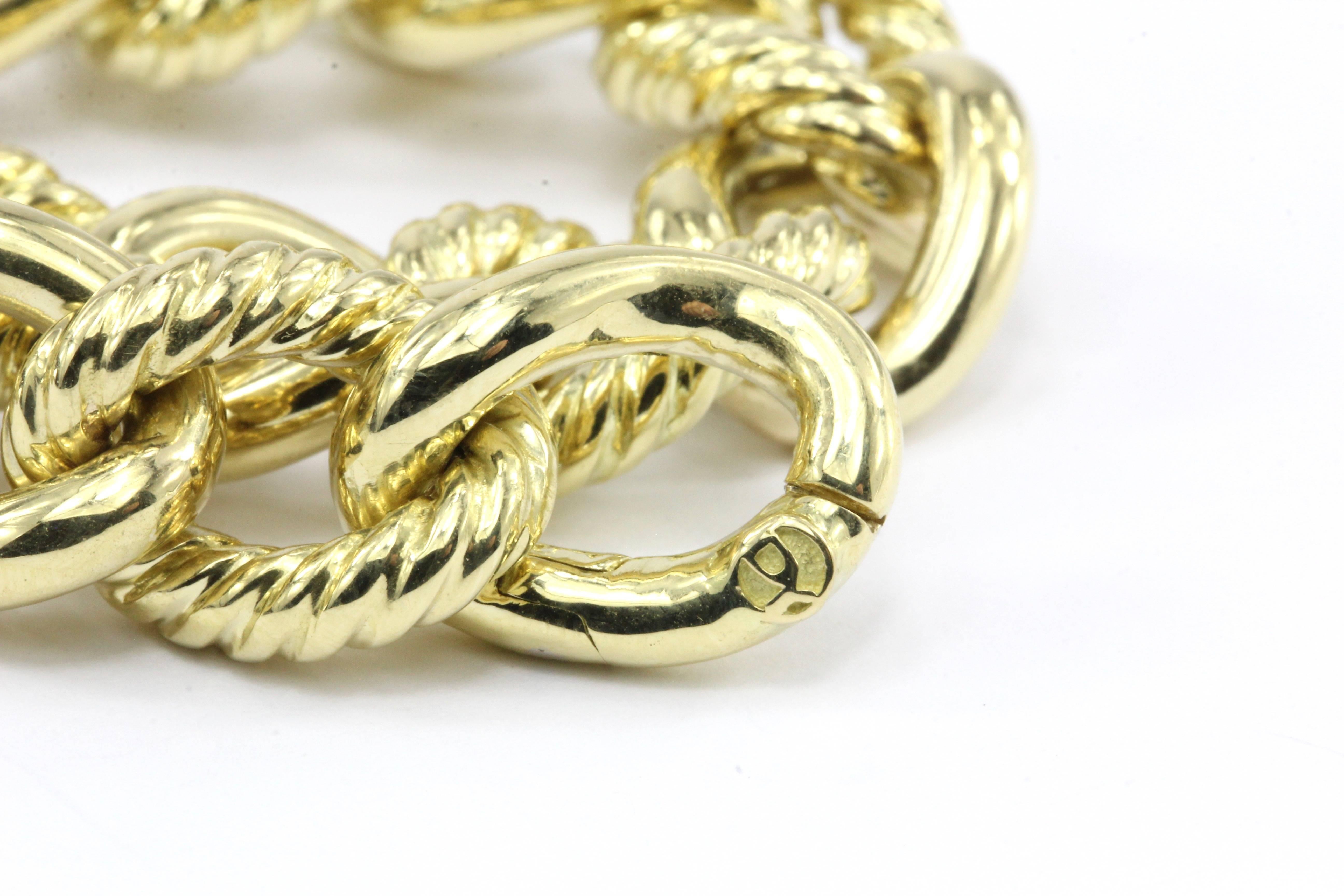 David Yurman 18 Karat Yellow Gold Small Curb Chain Bracelet In Excellent Condition In Cape May, NJ
