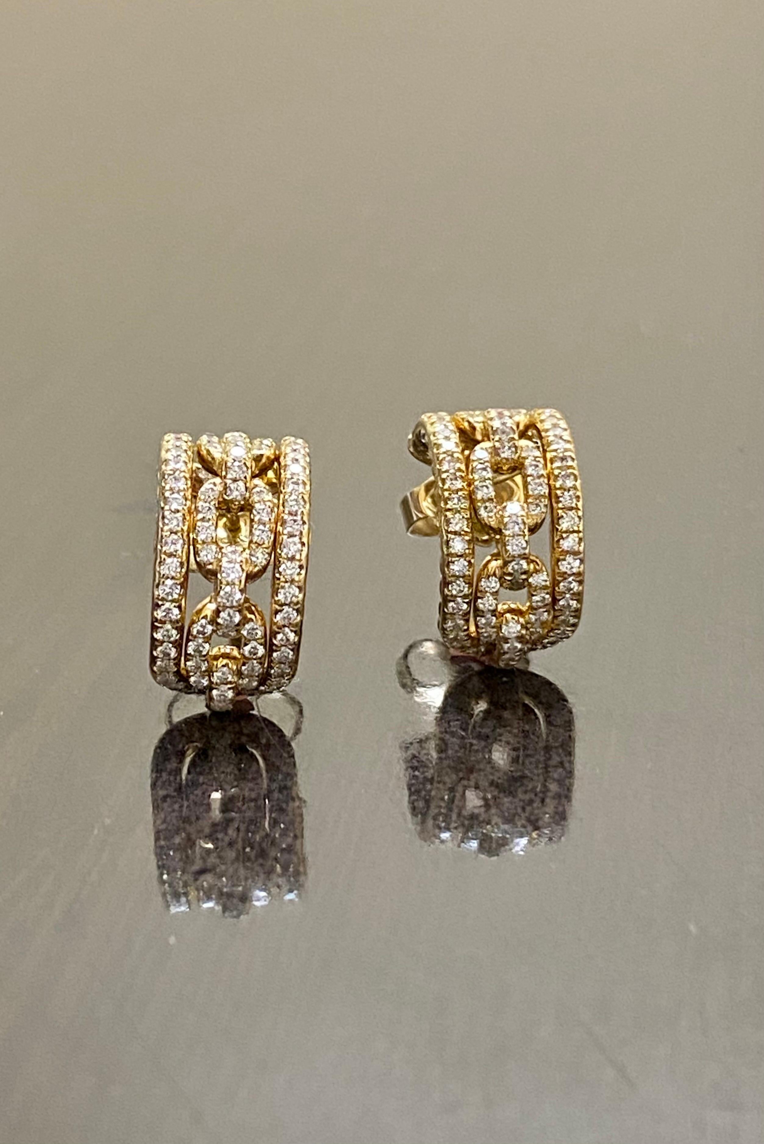 DeKara Design Designer Collection 

Metal-18K Yellow Gold, .750.

Stones- 164 Round Diamonds G Color VS2 Clarity 0.84 Carats.

Authentic David Yurman Pave Diamond Huggie Earrings Created in 18K Yellow Gold From the Stax Chain Link Collection.  Each