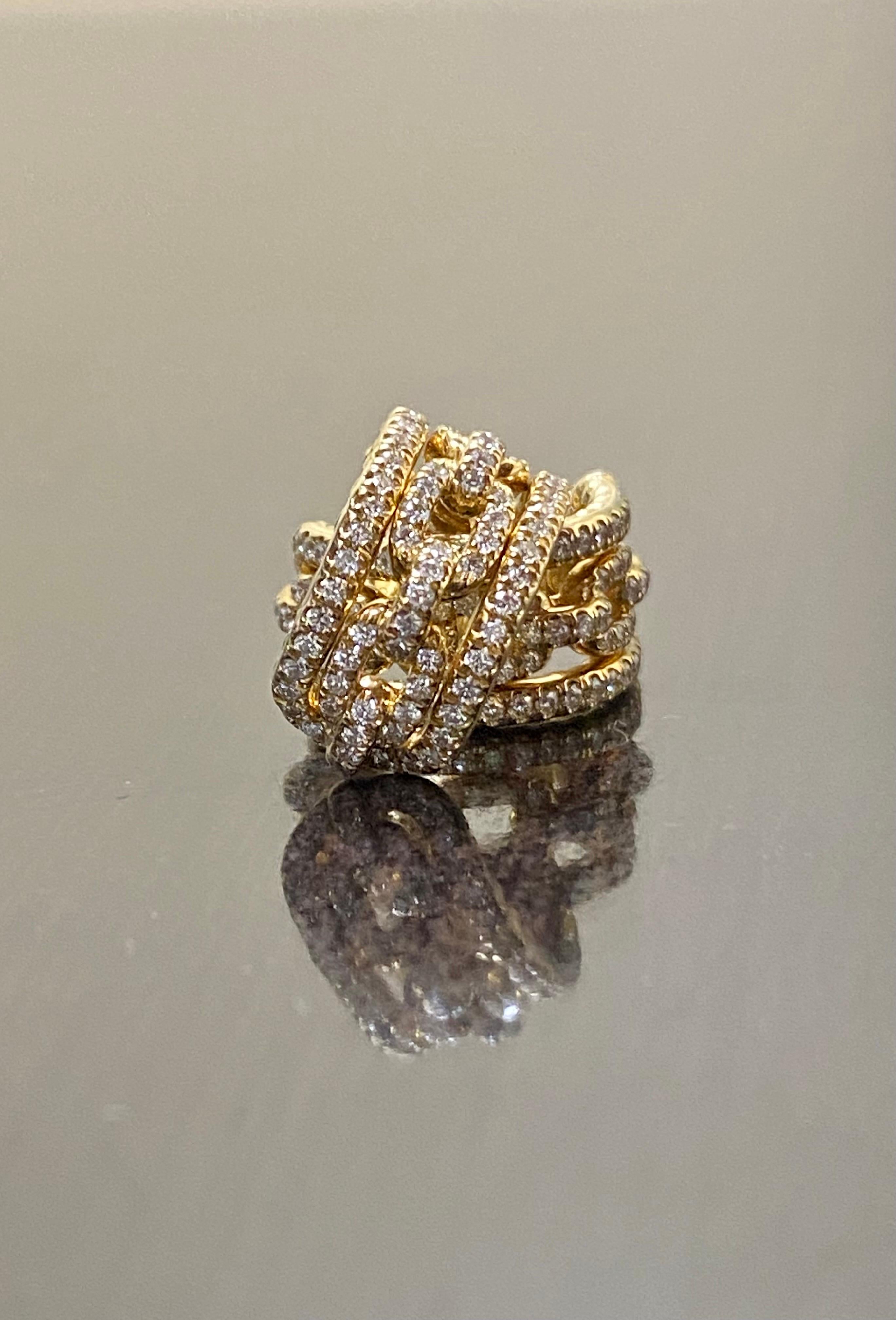 Round Cut David Yurman 18K Yellow Gold Stax Chain Link Diamond Huggie Hoope Earrings  For Sale