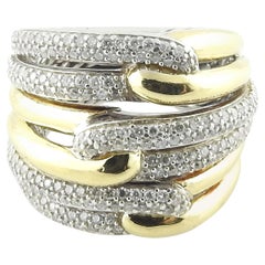 David Yurman 18K Yellow Gold Sterling Diamond Triple Loop Labyrinth Ring Band 7