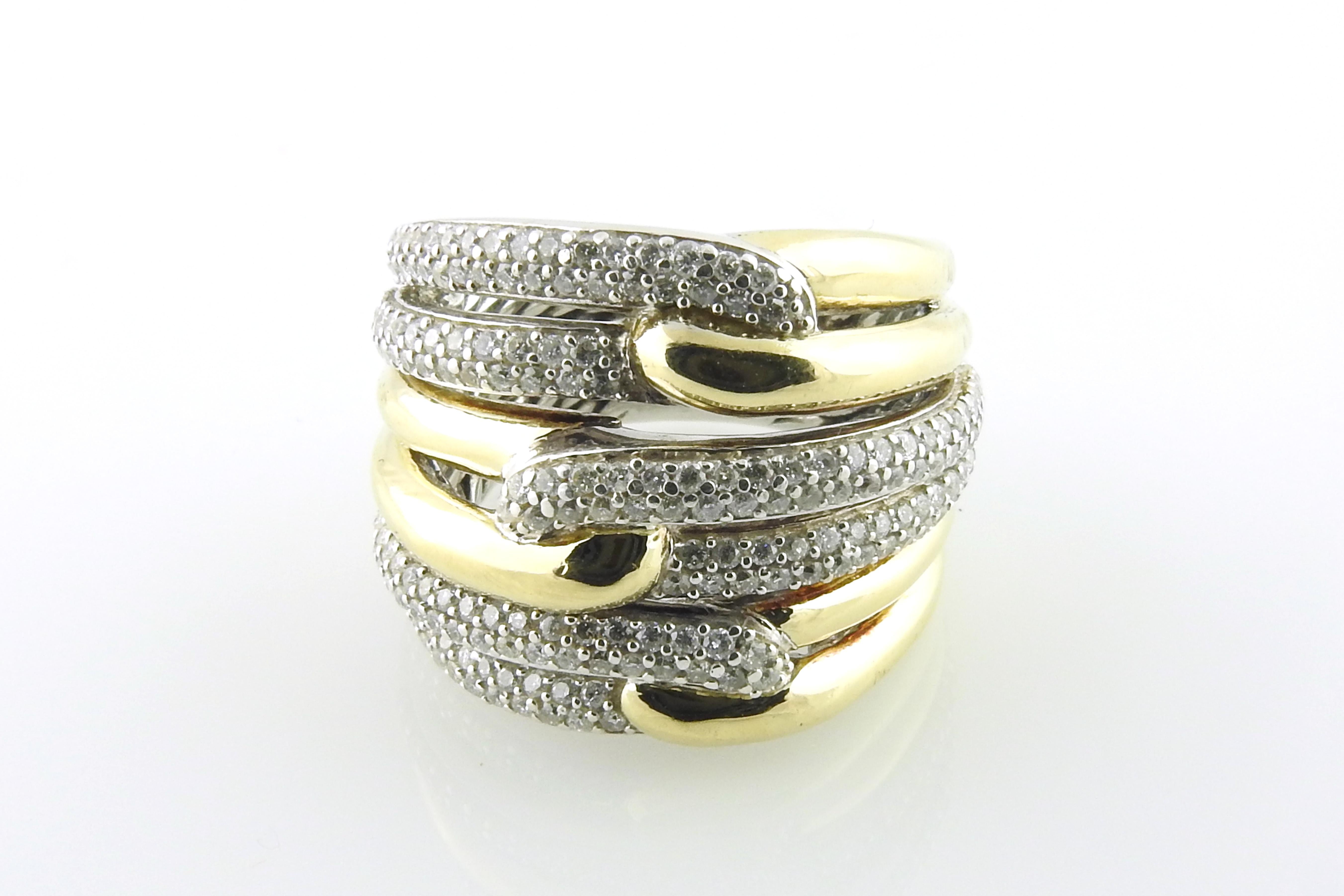 Round Cut David Yurman 18K Yellow Gold Sterling Diamond Triple Loop Labyrinth Ring Box For Sale