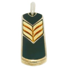 David Yurman 18K Yellow Gold & Sterling Silver Chevron Onyx Pendant In Stock