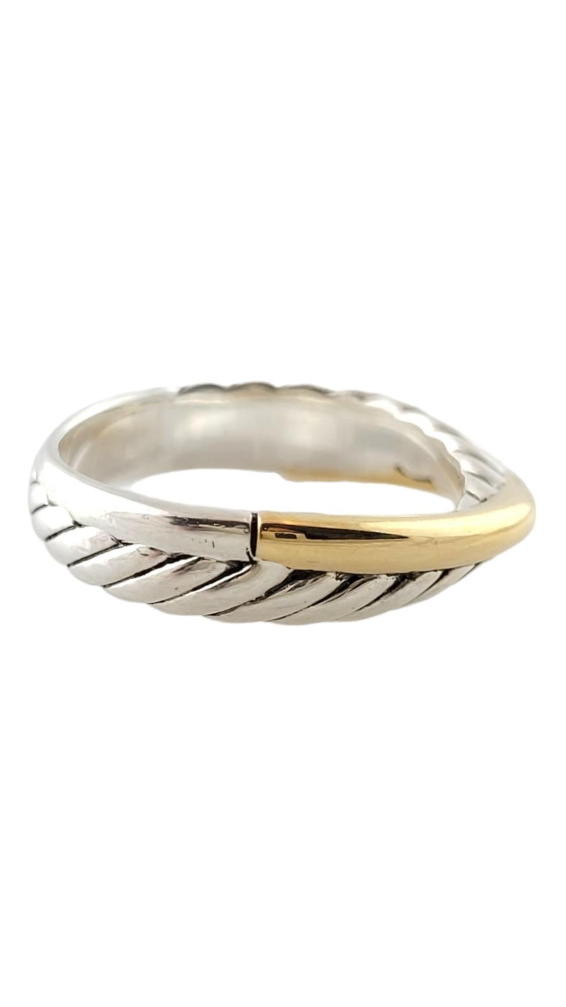 David Yurman 18K Yellow Gold & Sterling Silver Crossover Cable Ring Size 9#18202 In Good Condition In Washington Depot, CT