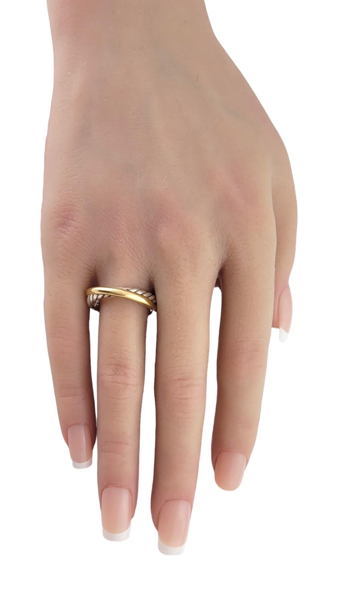 David Yurman 18K Yellow Gold & Sterling Silver Crossover Cable Ring Size 9#18202 2