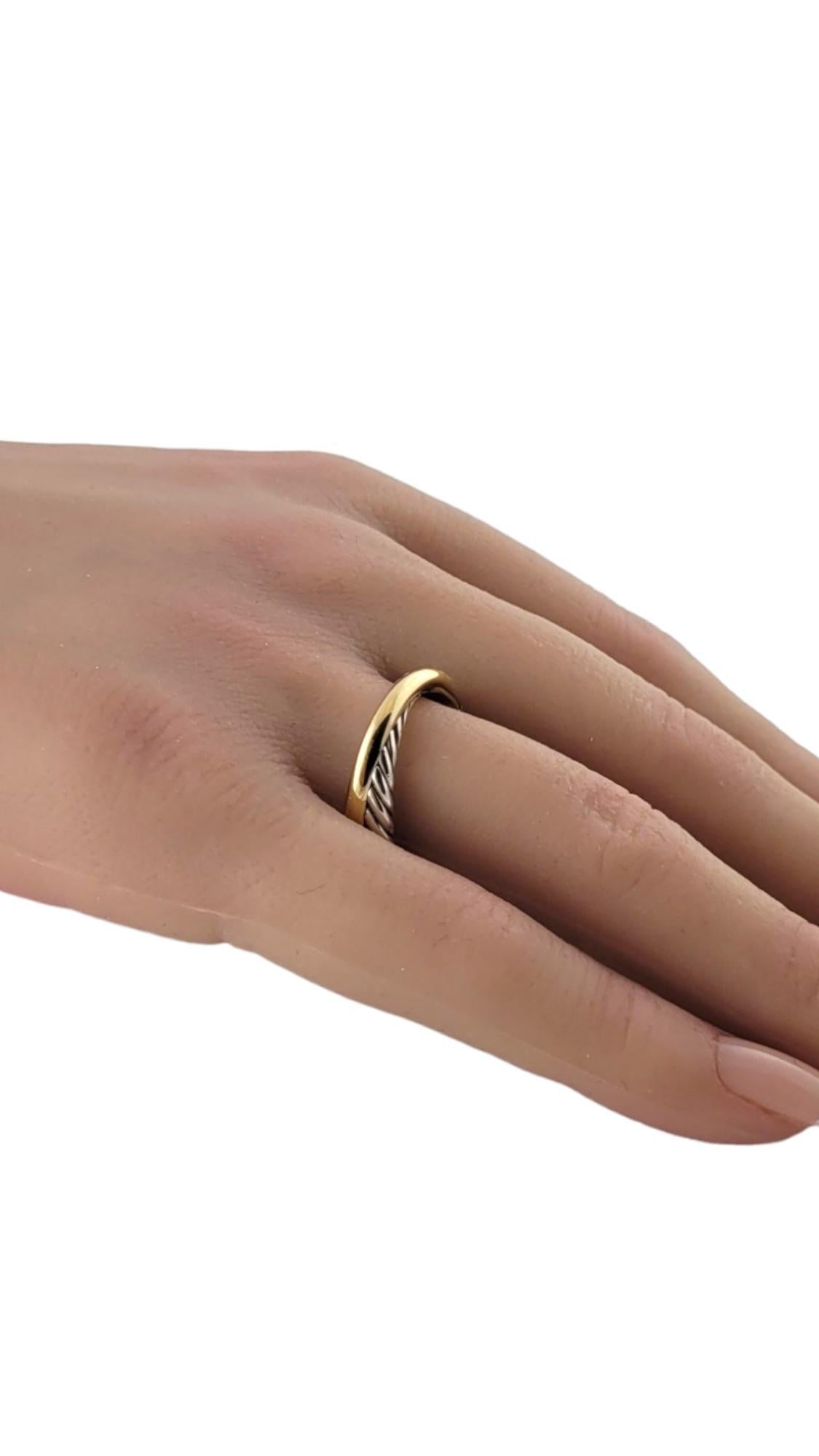David Yurman 18K Yellow Gold & Sterling Silver Crossover Cable Ring Size 9#18202 3