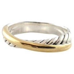 David Yurman 18K Yellow Gold & Sterling Silver Crossover Cable Ring Size 9#18202