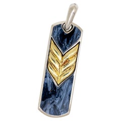 David Yurman 18k Yellow Gold & Sterling Silver Dog Tag Pendant