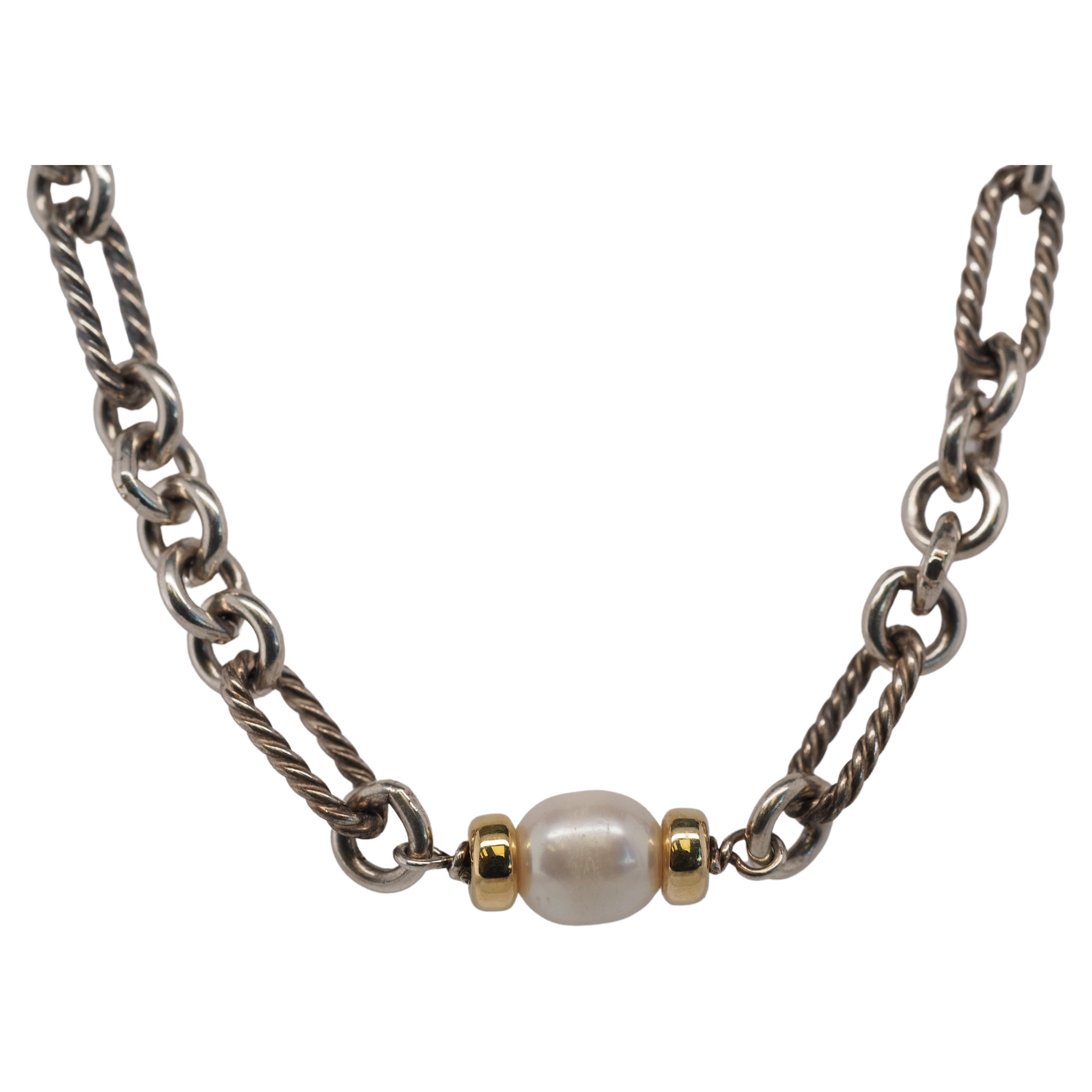 David Yurman Madison Gliederhalskette aus 18 Karat Gelbgold und Sterlingsilber