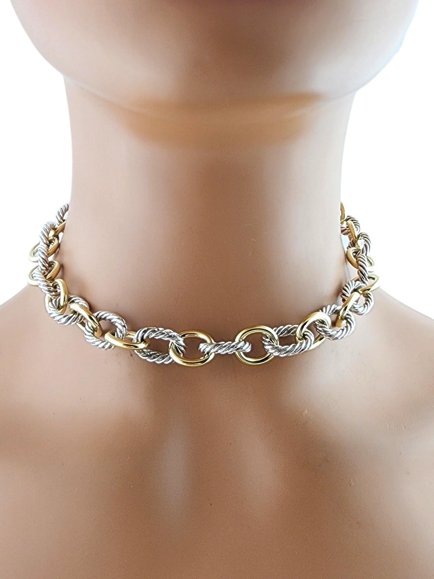 David Yurman, collier à maillons ovales en or jaune 18 carats et argent sterling #19784 en vente 2