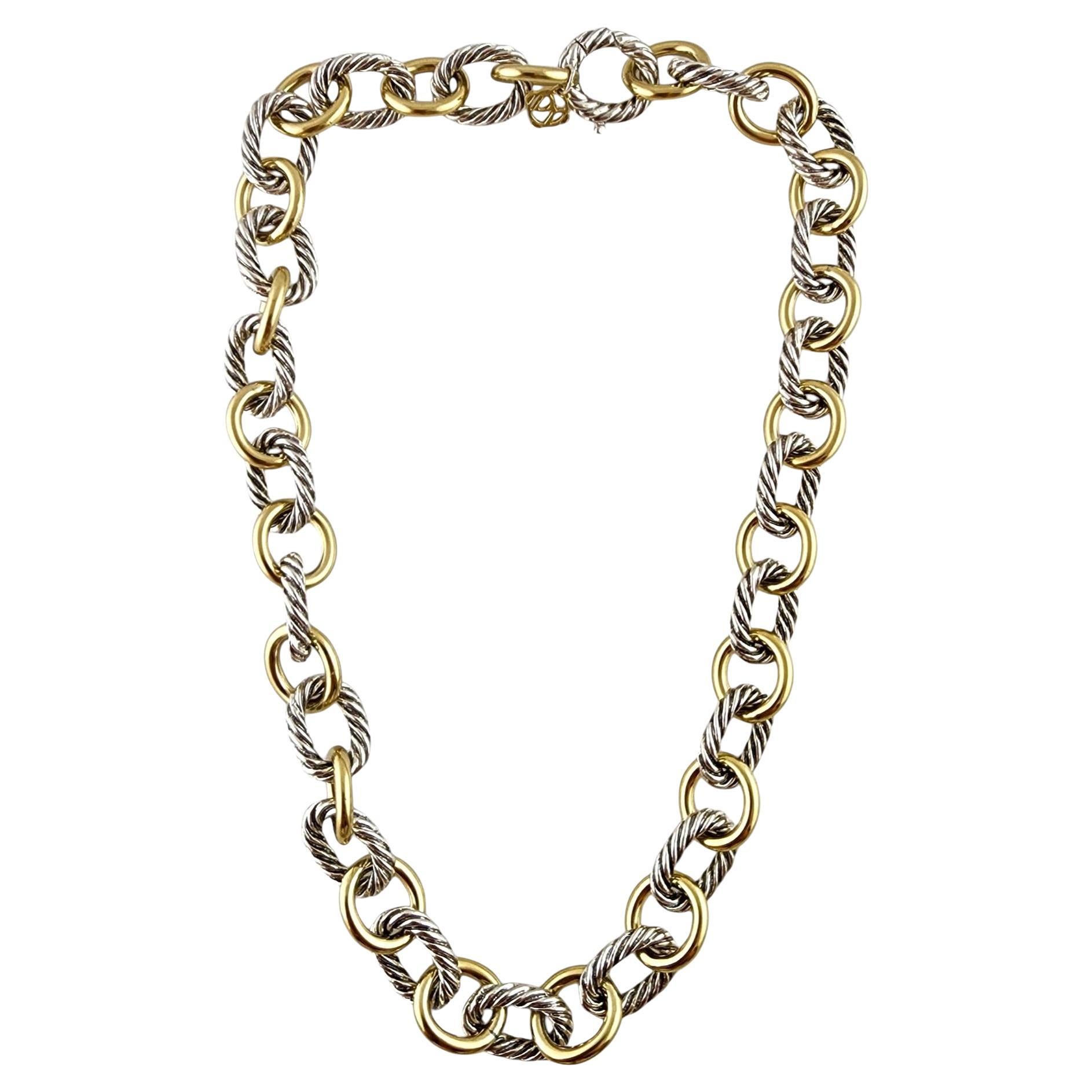 David Yurman 18K Yellow Gold & Sterling Silver Oval Chain Link Necklace #19784