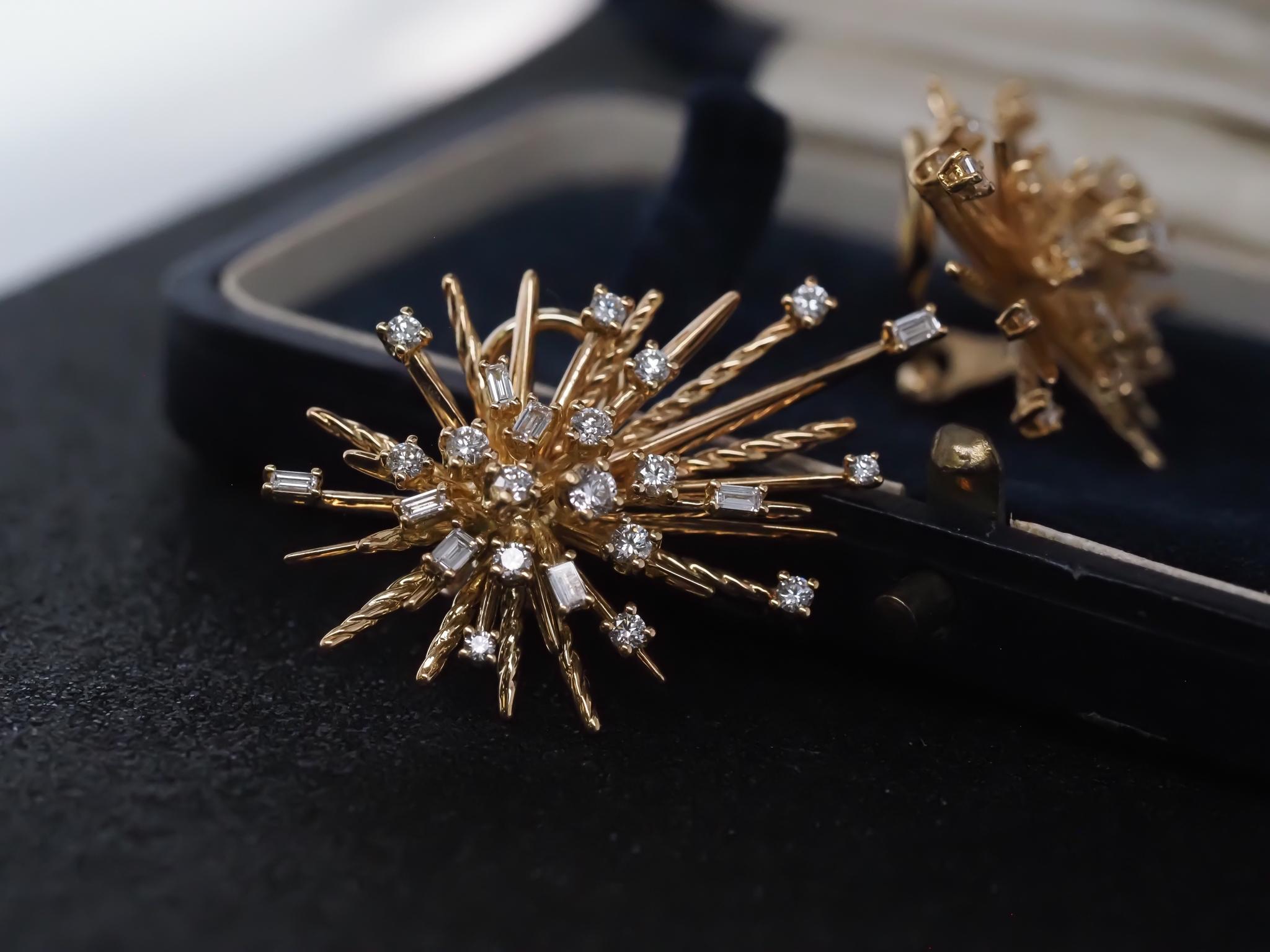 David Yurman 18K Yellow Gold Supernova Diamond Earrings XL Size 2