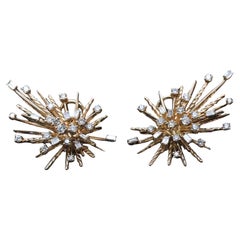 David Yurman 18K Yellow Gold Supernova Diamond Earrings XL Size