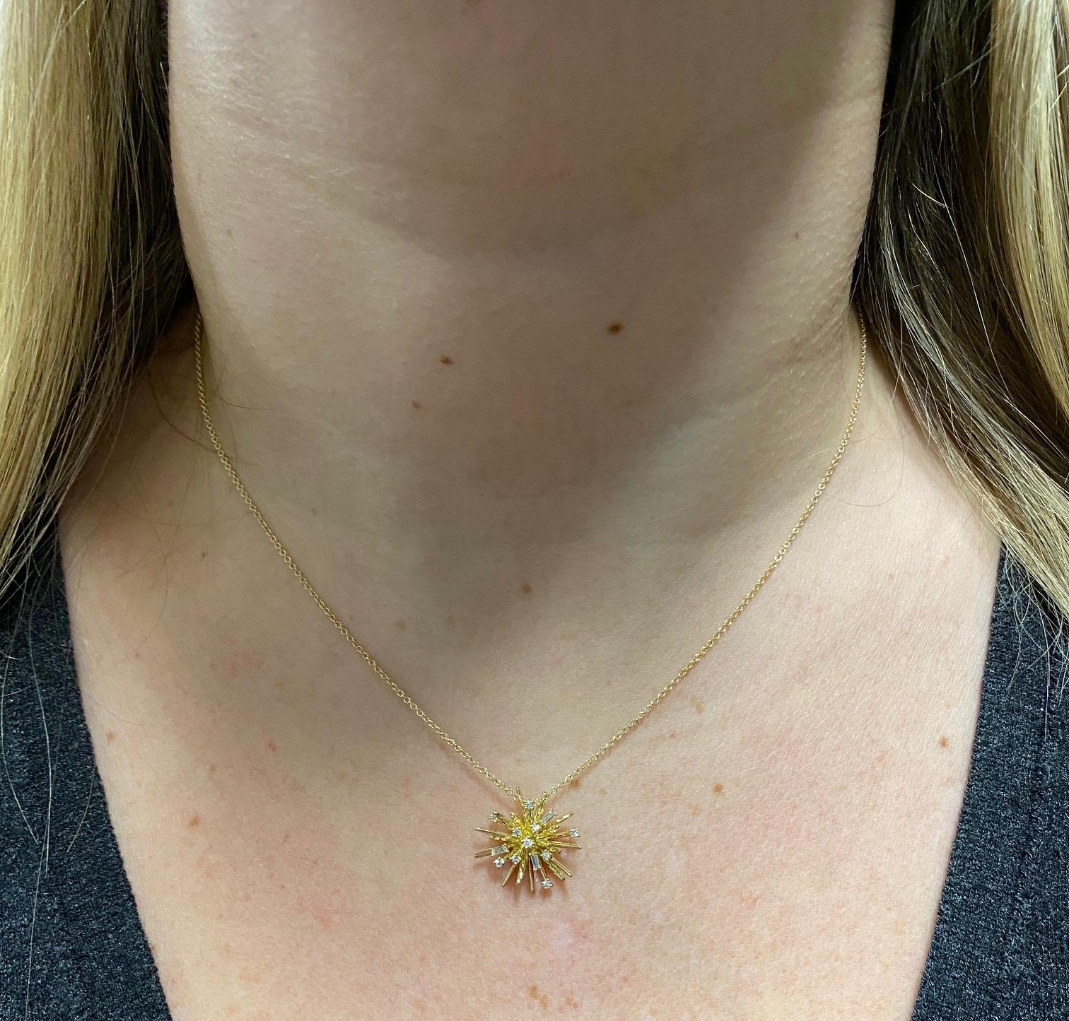 Women's David Yurman 18 Karat Yellow Gold Supernova Diamond Small Pendant Necklace