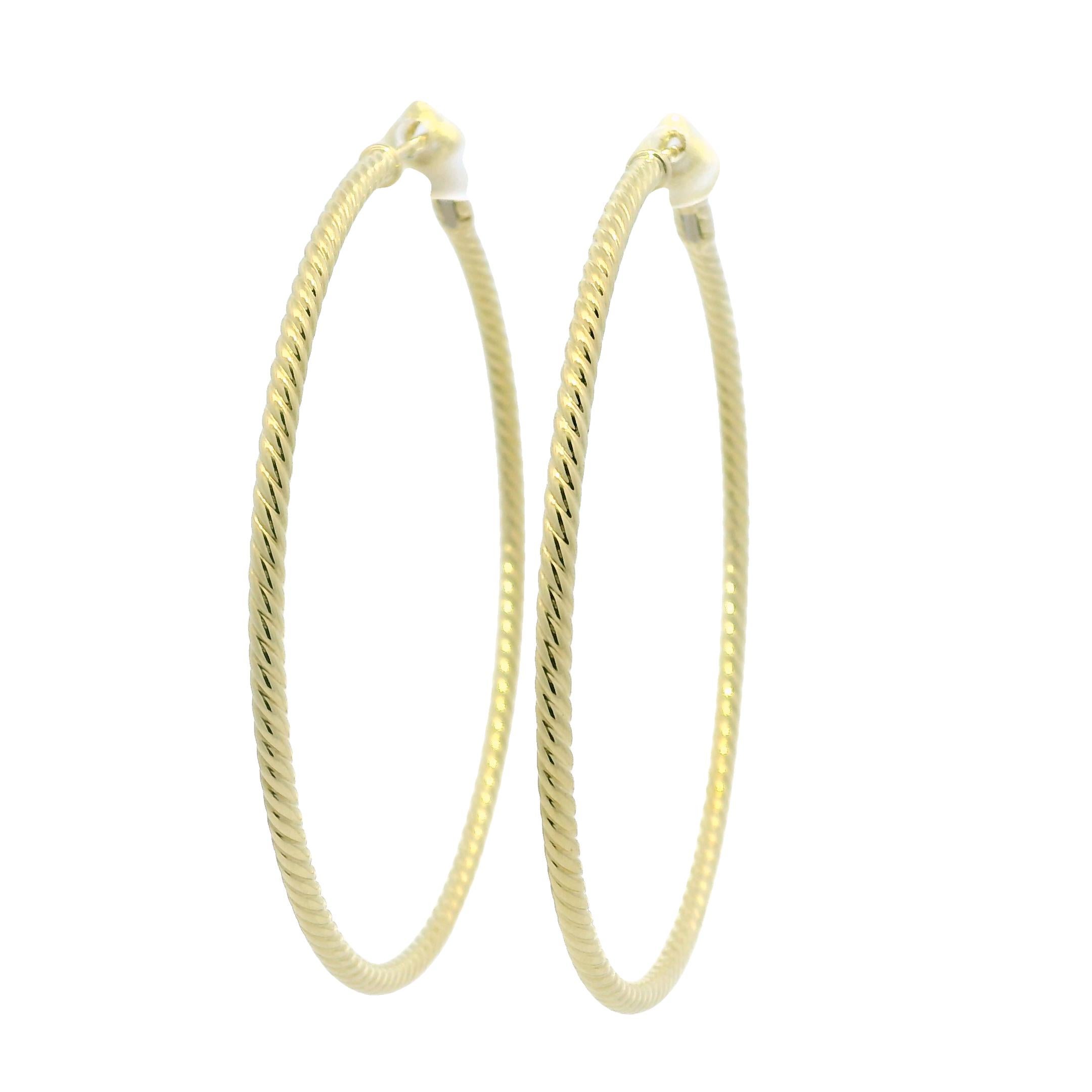Moderne David Yurman - Boucles d'oreilles en or jaune 18 carats avec câbles fins en vente