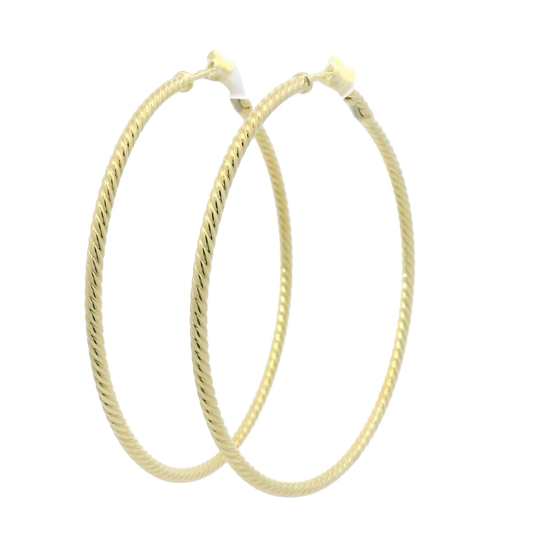 David Yurman - Boucles d'oreilles en or jaune 18 carats avec câbles fins Pour femmes en vente