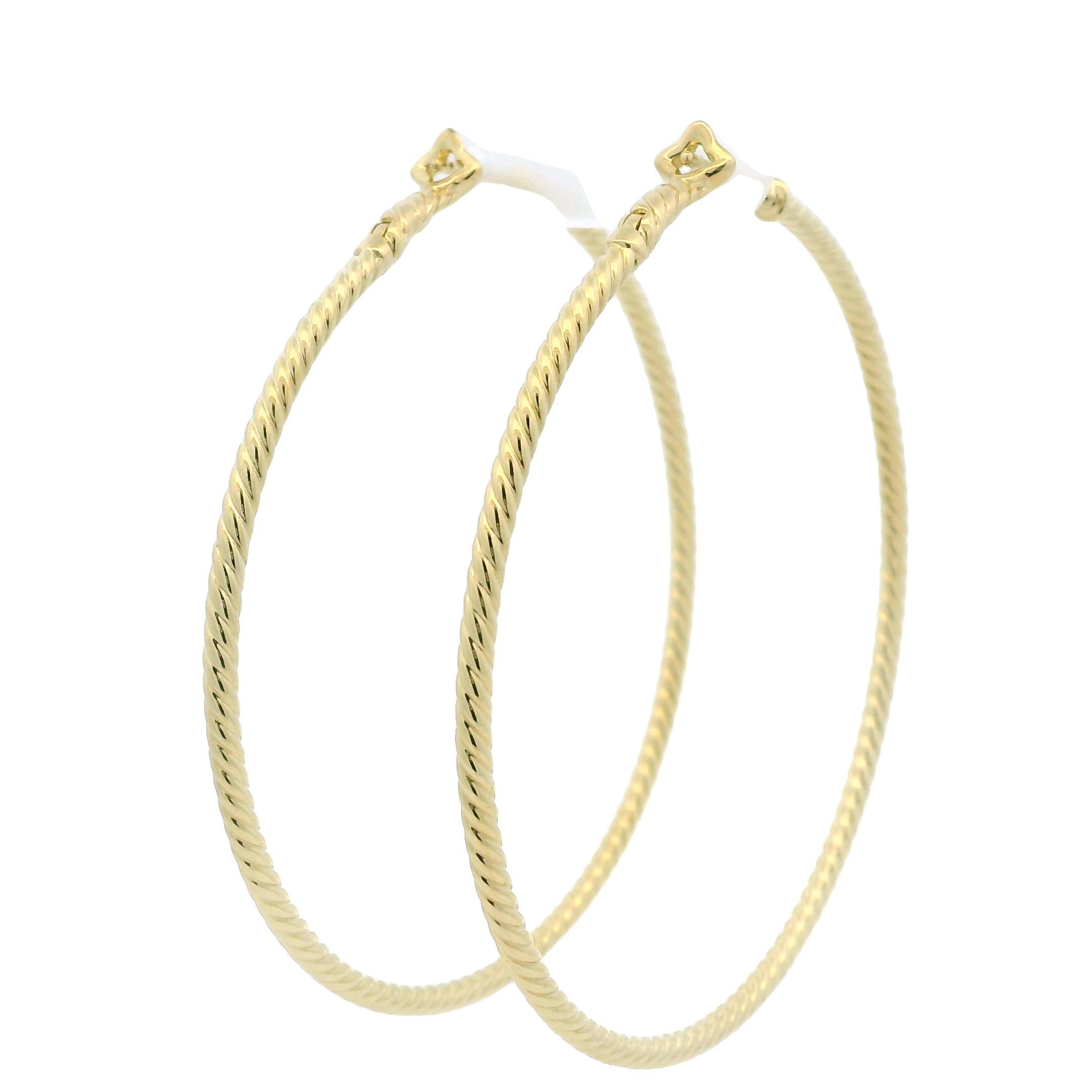 David Yurman - Boucles d'oreilles en or jaune 18 carats avec câbles fins en vente 3