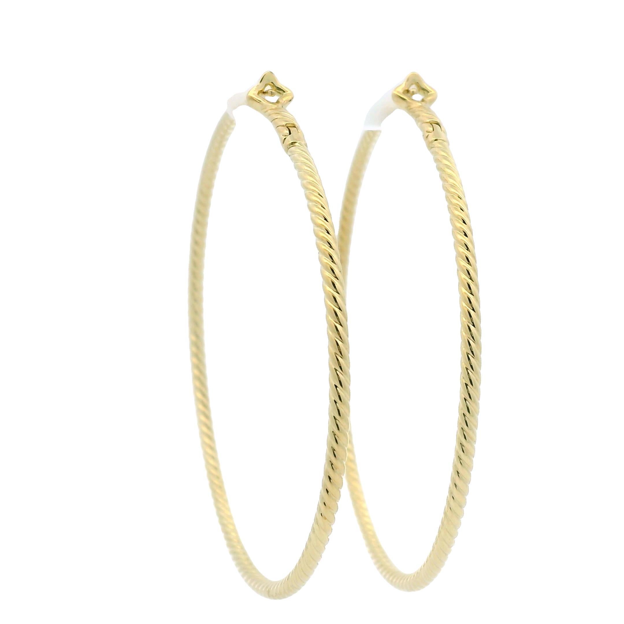 David Yurman - Boucles d'oreilles en or jaune 18 carats avec c�âbles fins en vente 4