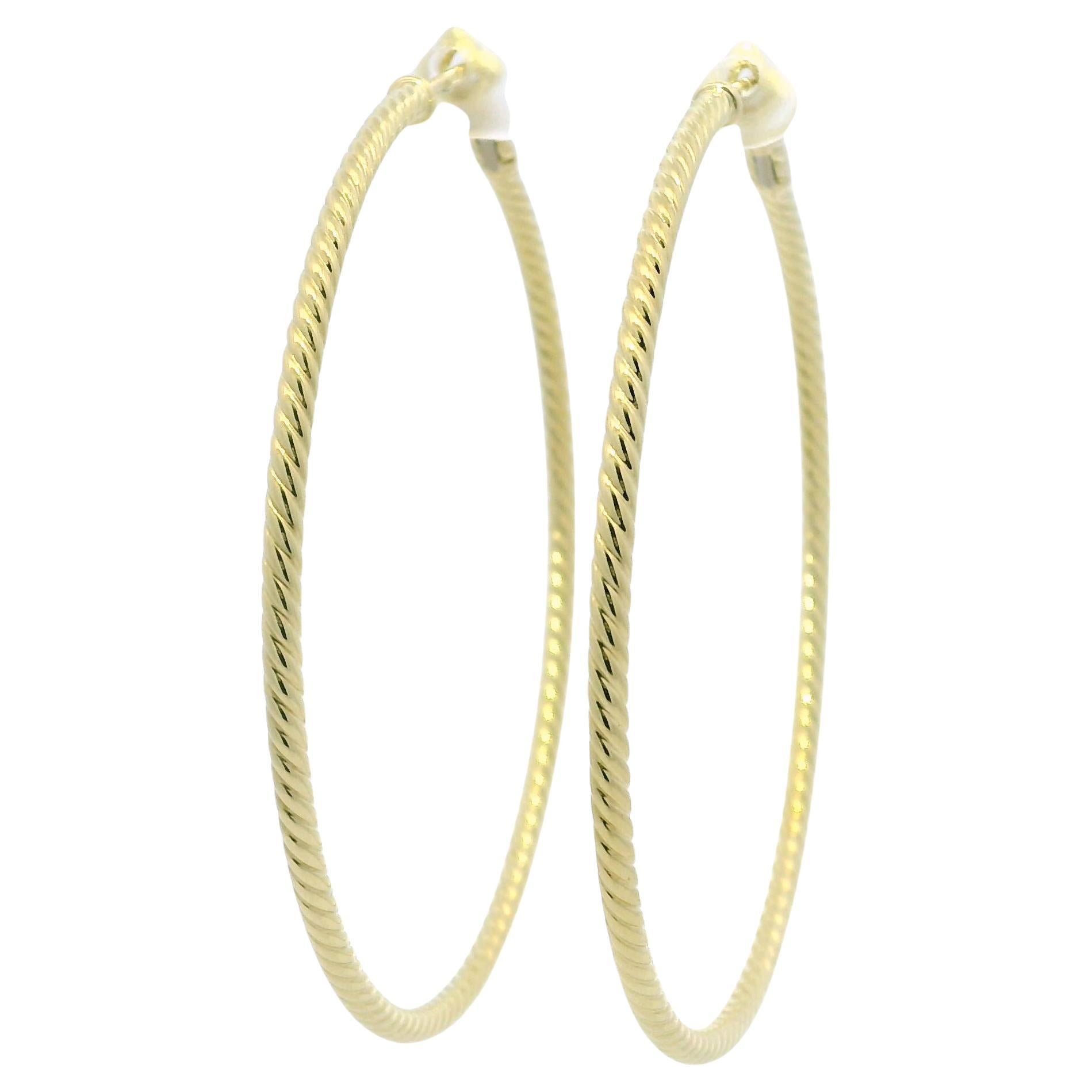 David Yurman - Boucles d'oreilles en or jaune 18 carats avec câbles fins en vente