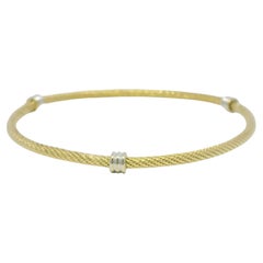 David Yurman 18K Yellow Gold Three Station Narrow Bangle Bracelet In Stock