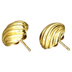 David Yurman 18K Yellow Gold Wave Pattern Stud Earrings