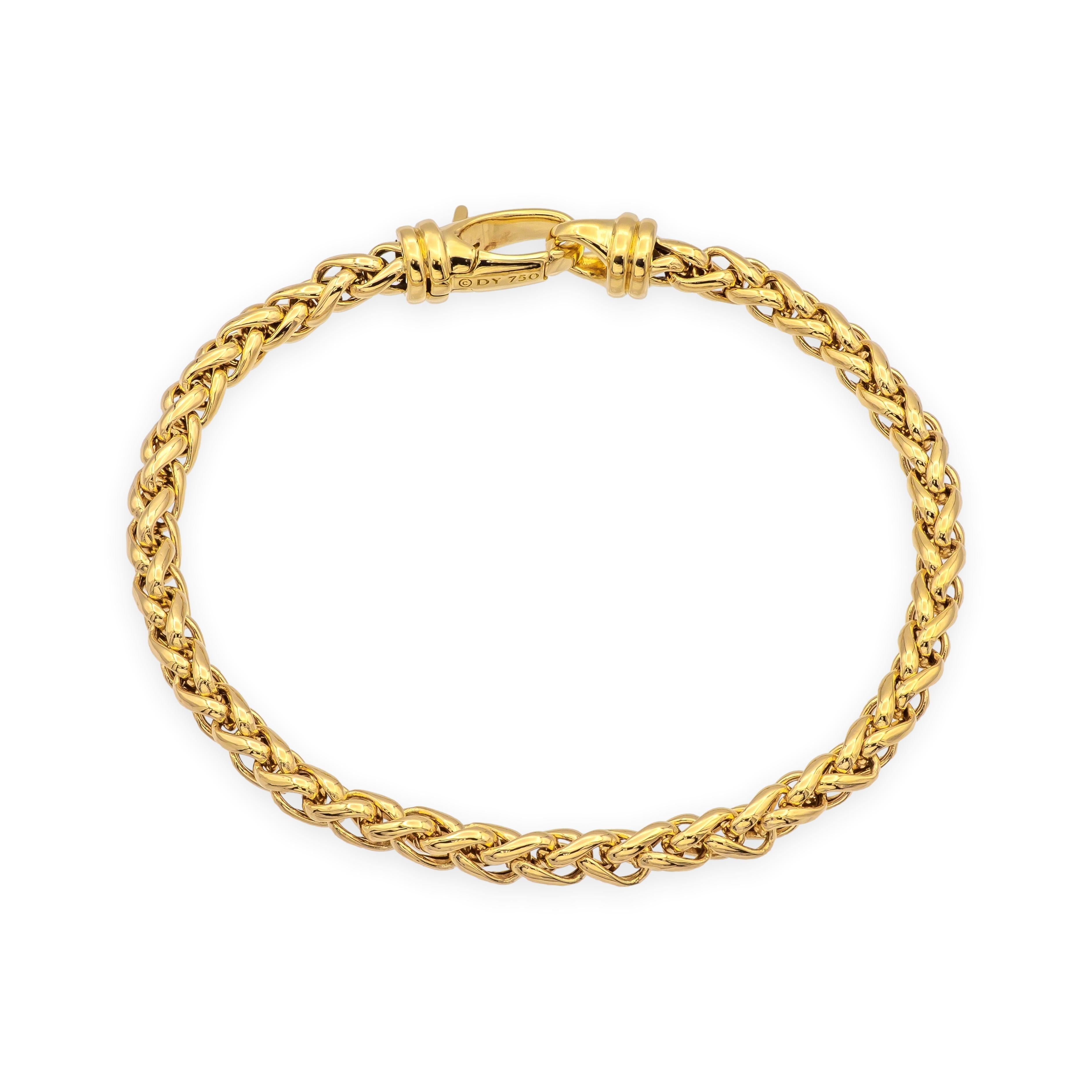 David Yurman - Bracciale a forma di grano in oro giallo 18 carati - 7,5