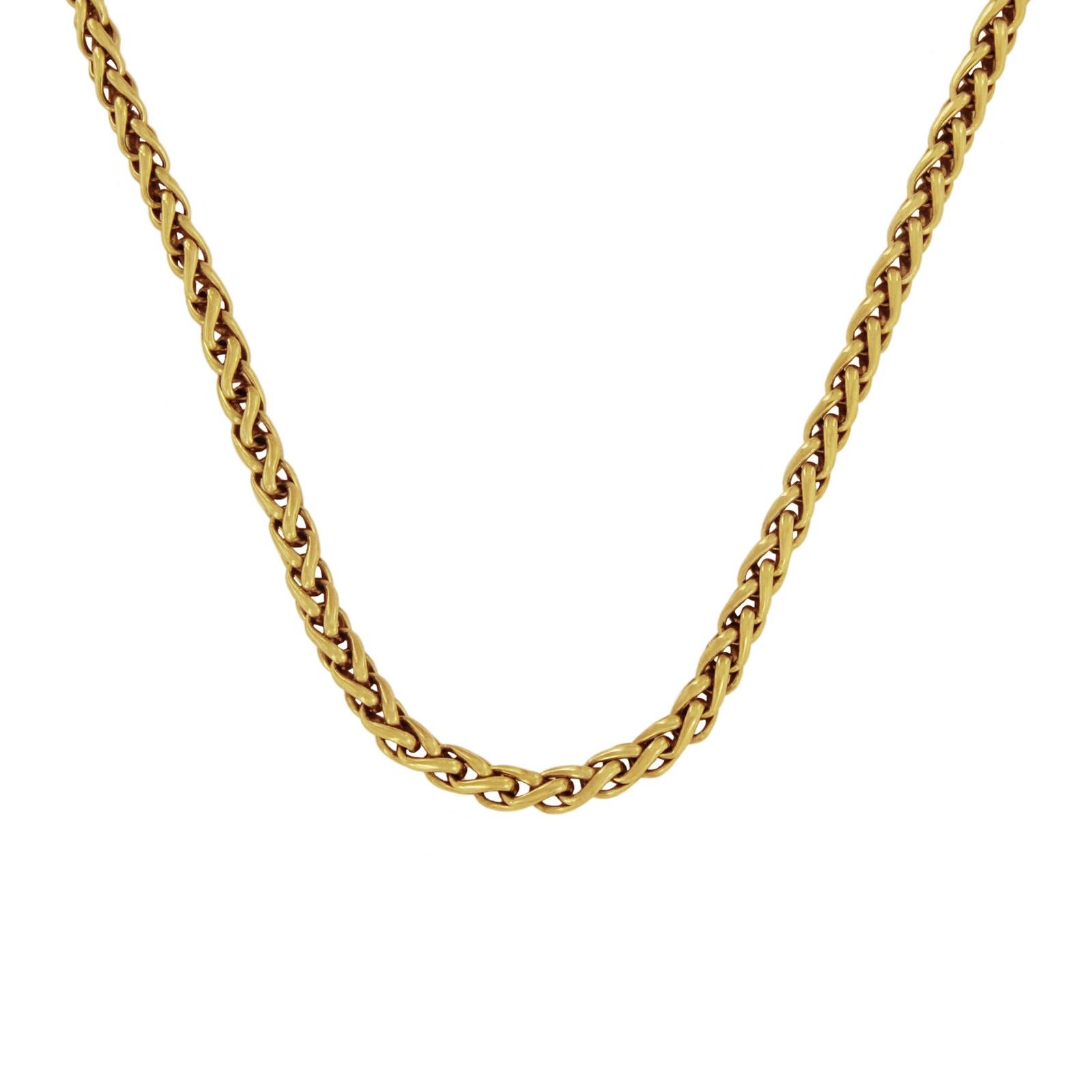 David Yurman 18 Karat Yellow Gold Wheat Chain Necklace In Excellent Condition For Sale In New York, NY