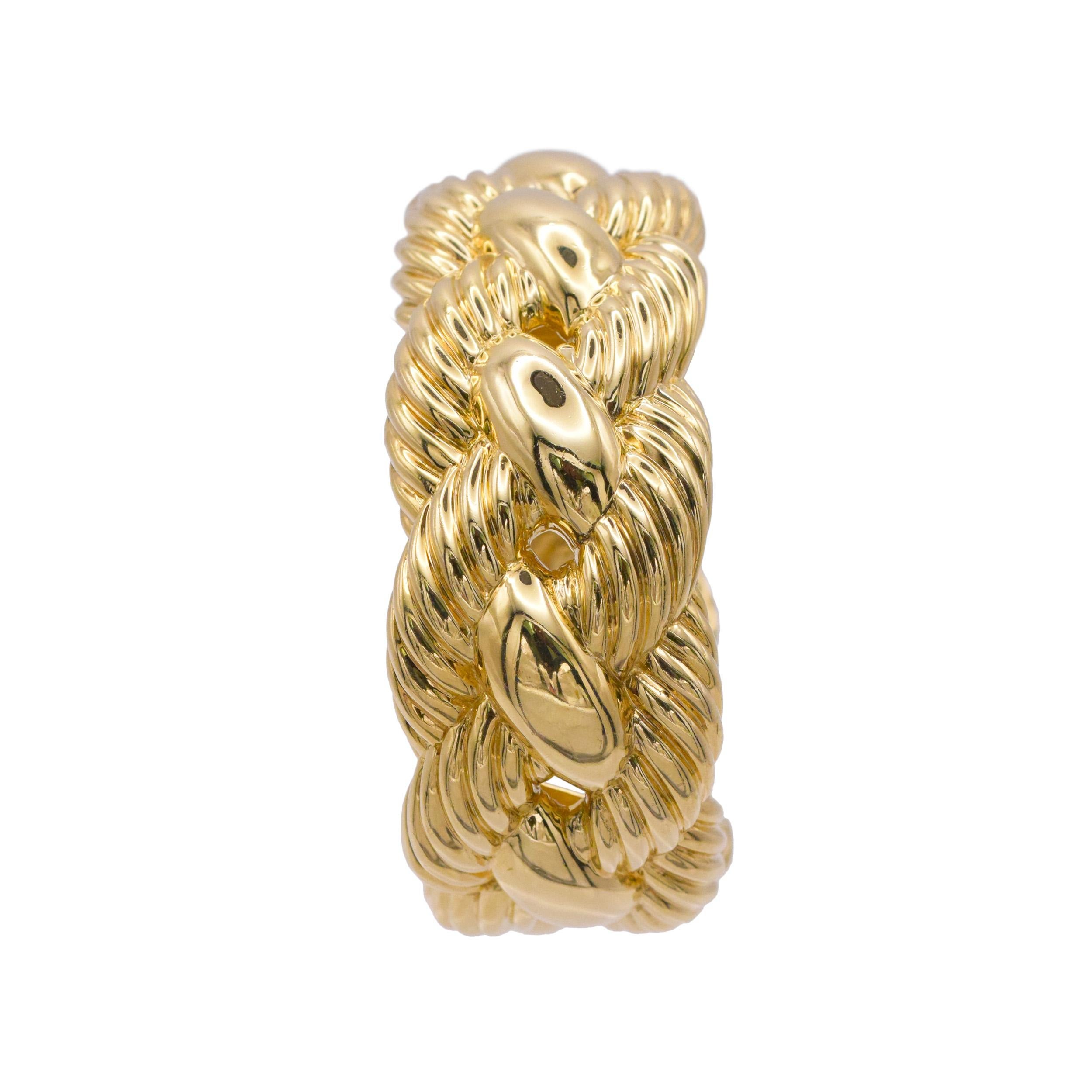 David Yurman 18k Yellow Gold Wide Woven Cable Cuff Bracelet. For Sale 6
