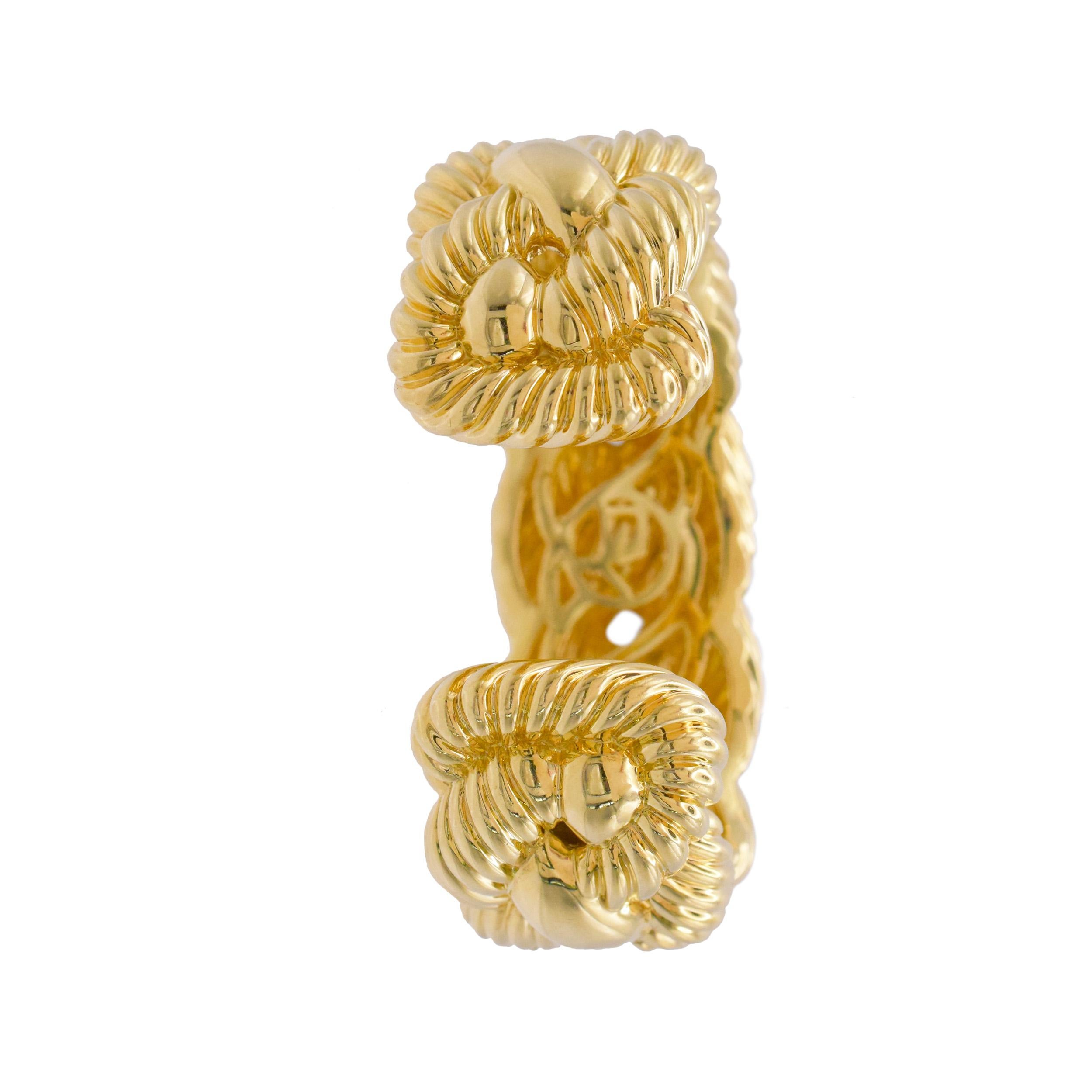 David Yurman 18k Yellow Gold Wide Woven Cable Cuff Bracelet. For Sale 2