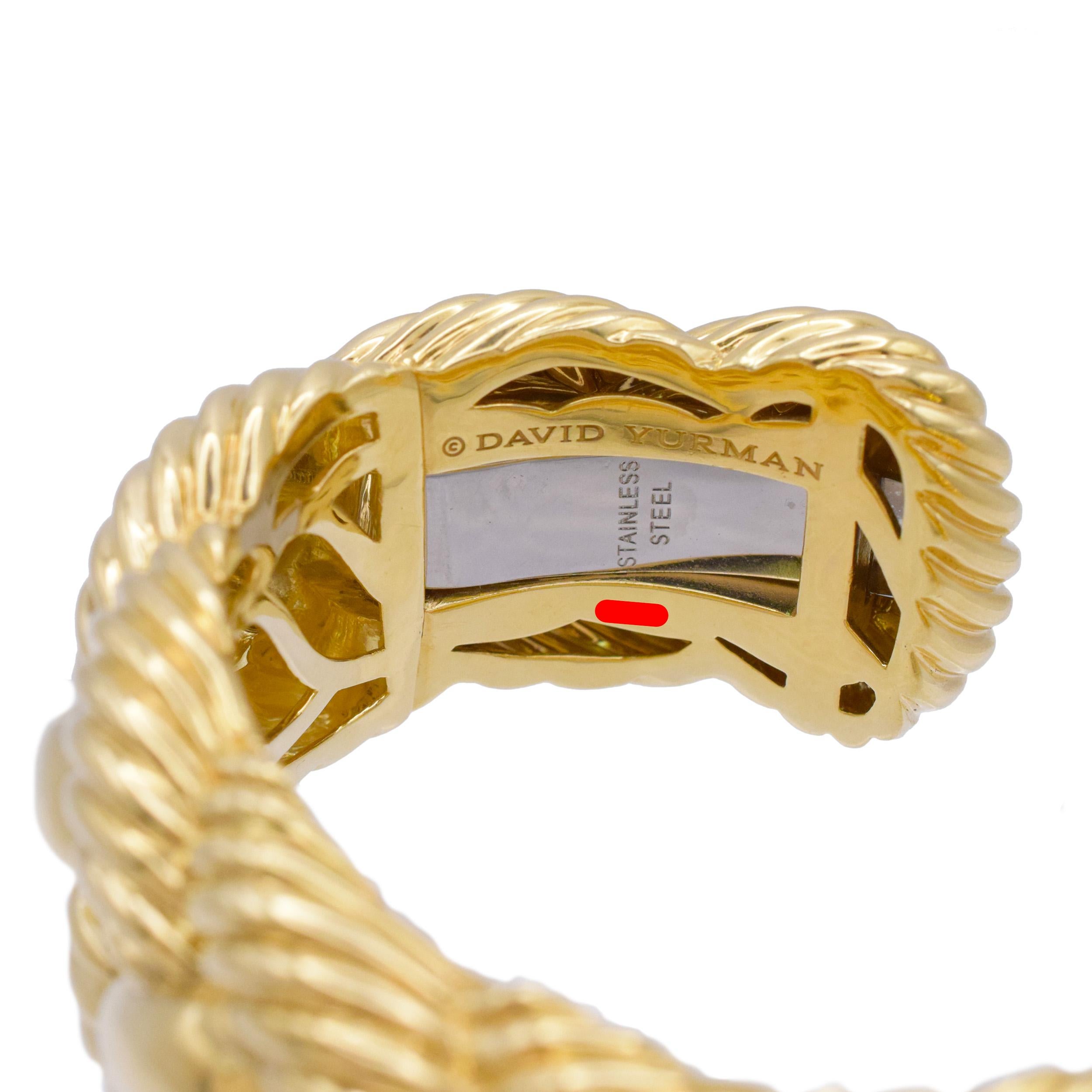 David Yurman 18k Yellow Gold Wide Woven Cable Cuff Bracelet. For Sale 4