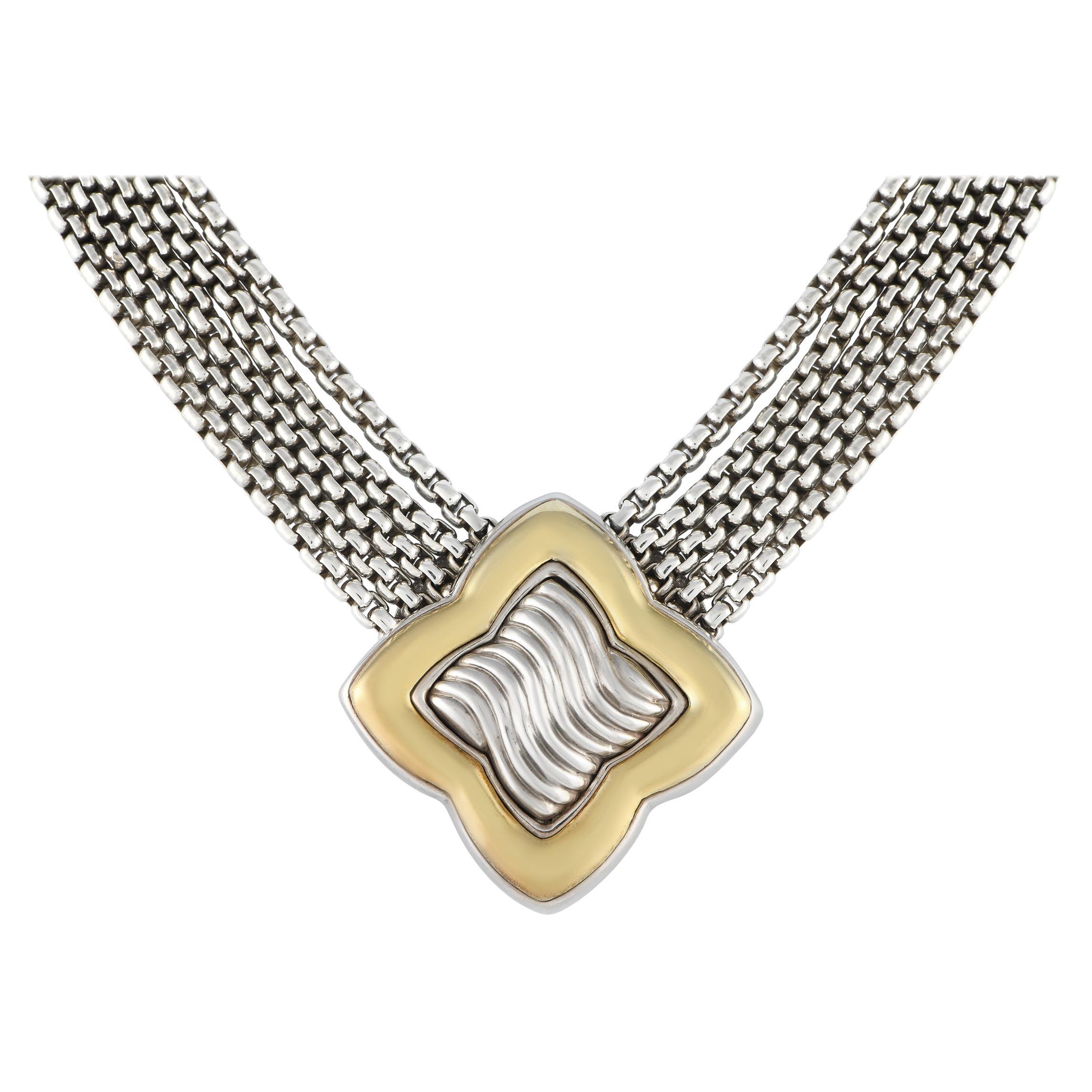 David Yurman 18Karat Yellow and Silver Quatrefoil Chain Necklace