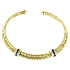 David Yurman 18kt Gold Sapphire Double Cable Collar Necklace
